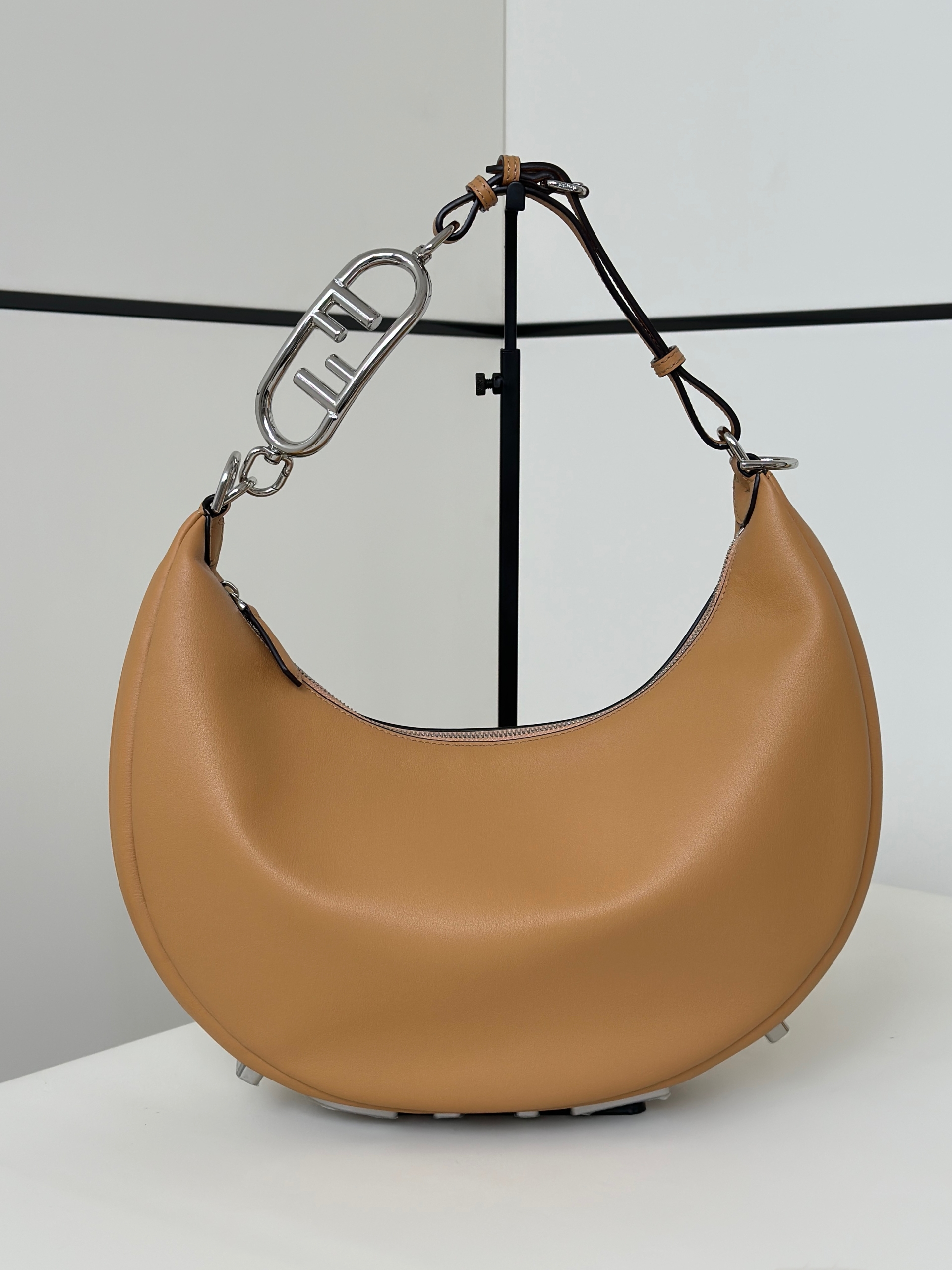 Fendi Fendigraphy hobo bag tan smooth leather