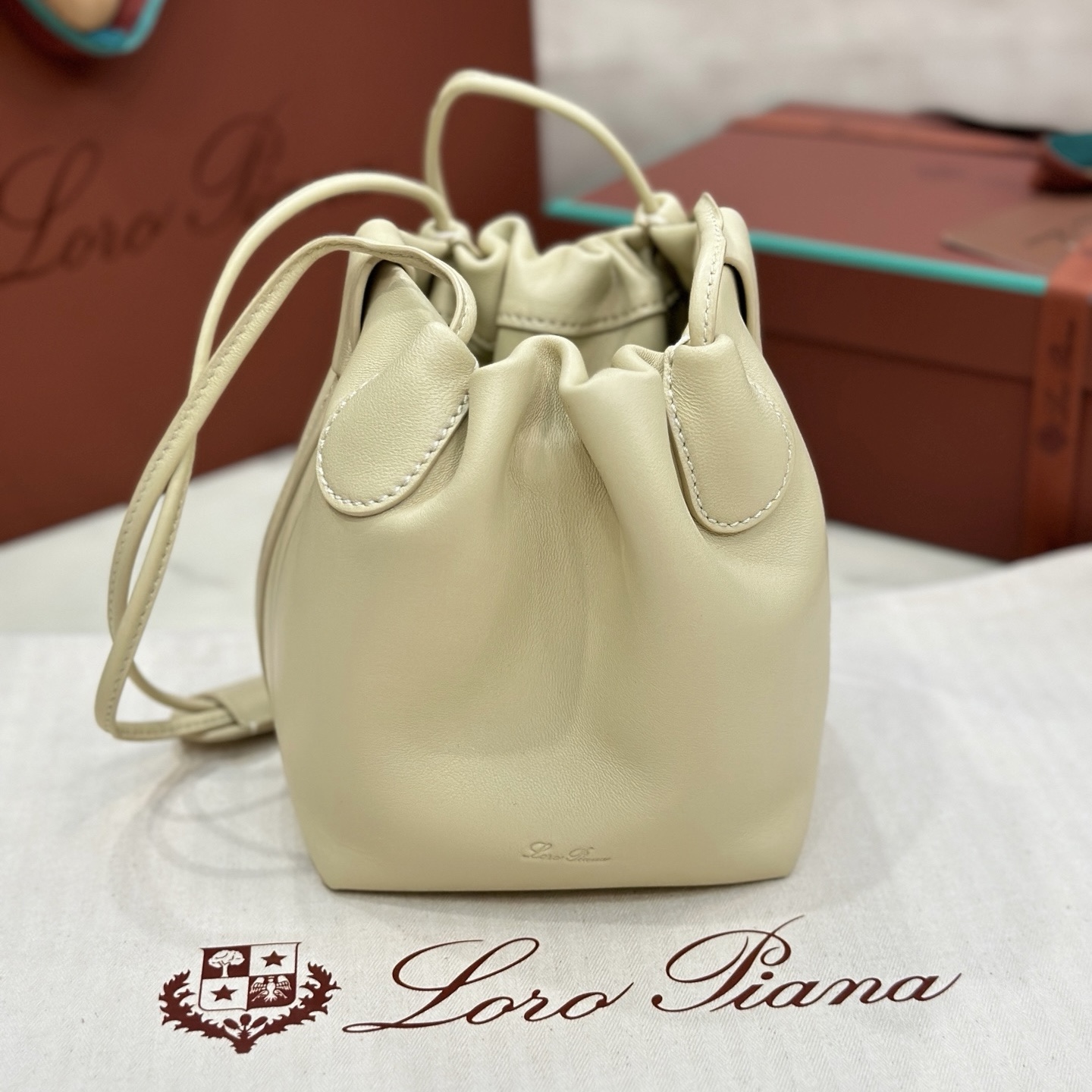 Loro Piana Bale Softy Milk White Bucket Bag