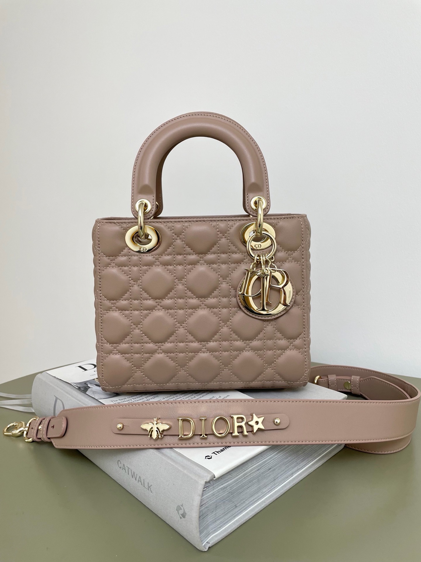 Sheepskin four-grid Lady Dior bag