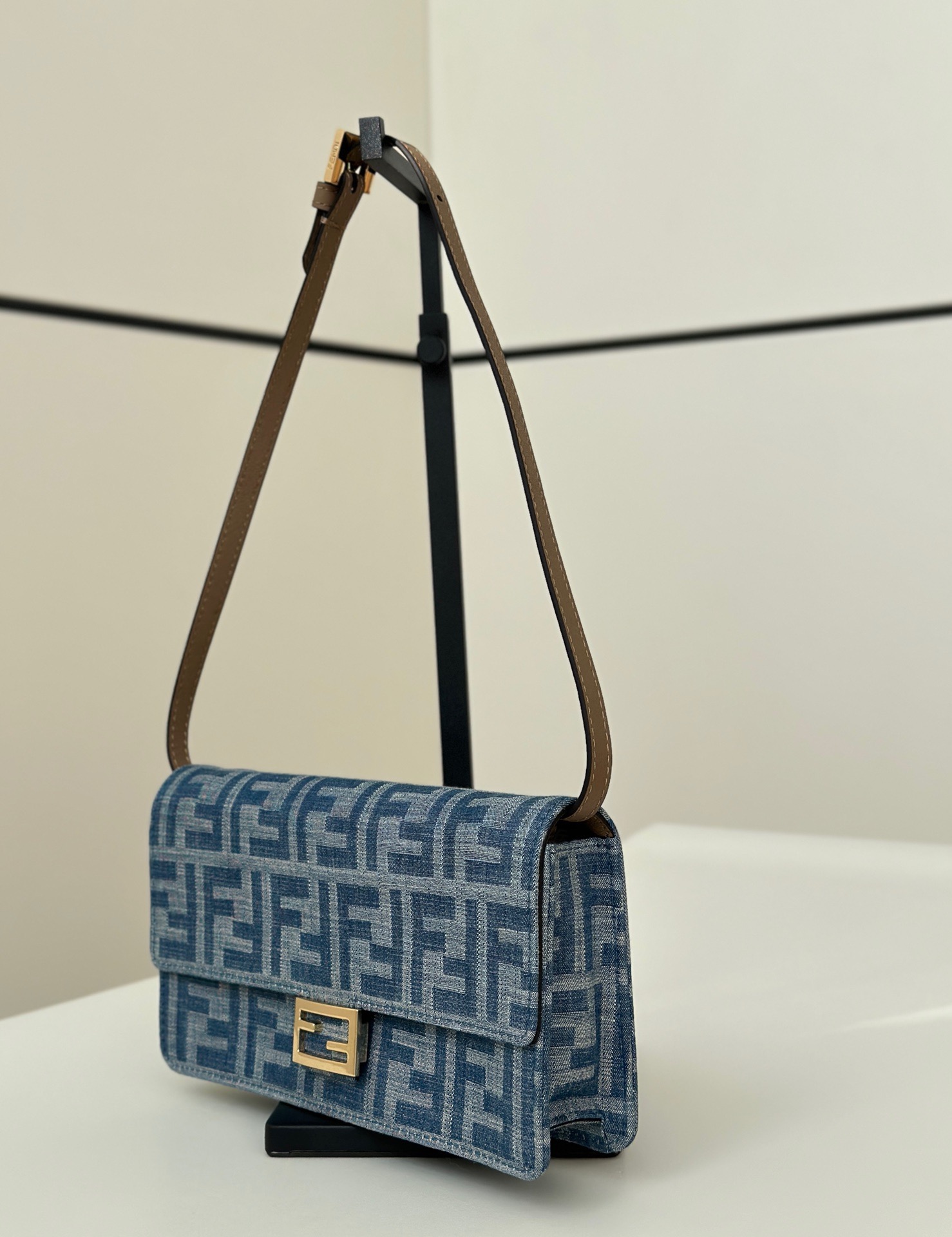 Fendi Baguette shoulder bag FF monogram denim fabric