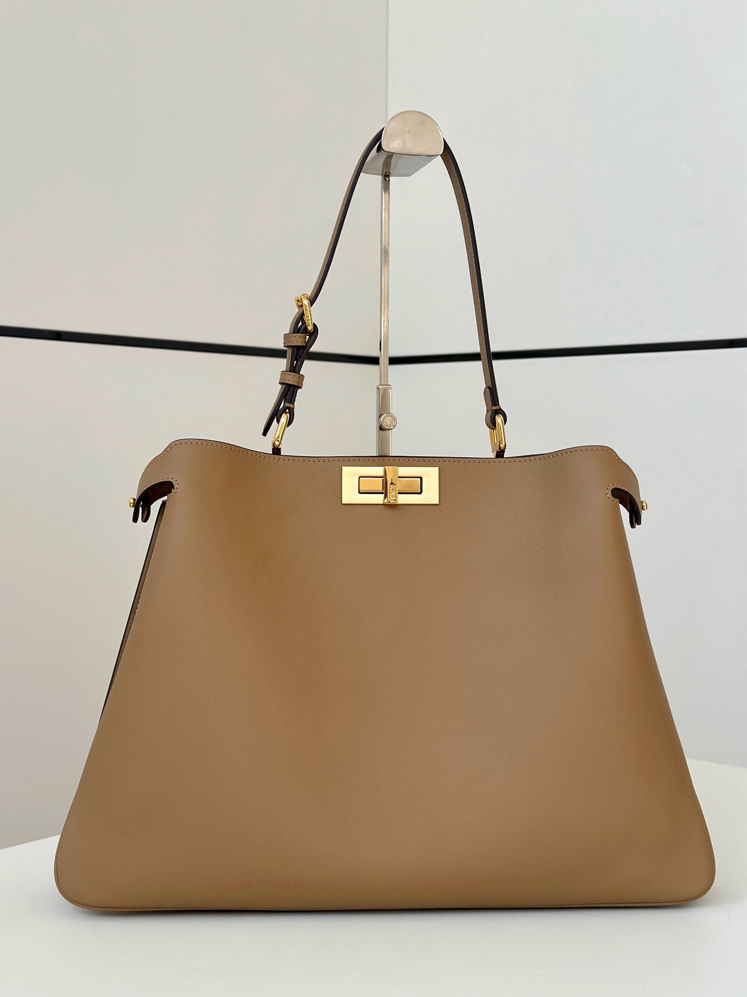 Fendi Peekaboo large crossbody bag camel smooth leather
