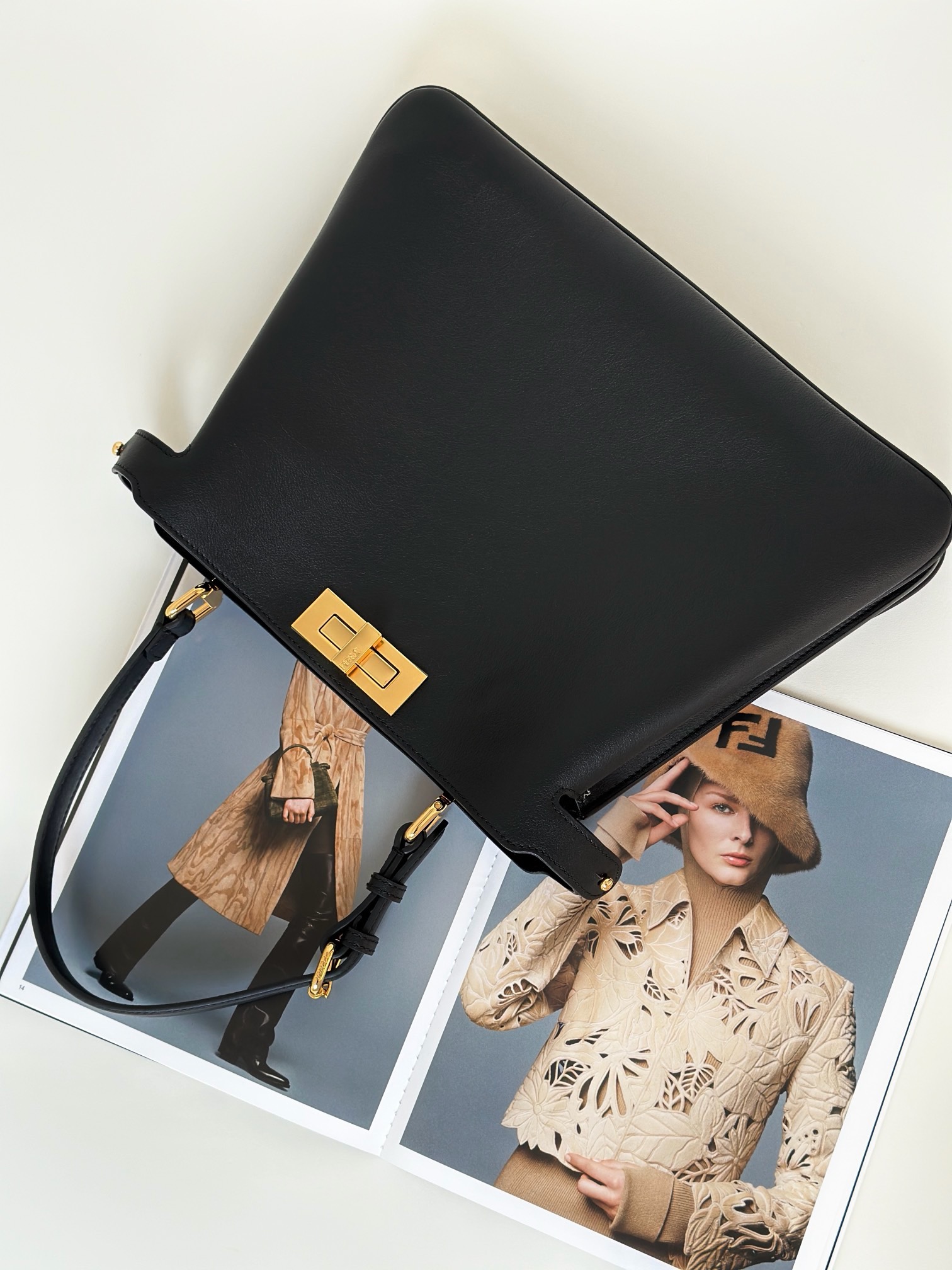 Fendi Peekaboo medium handbag black smooth cow leather