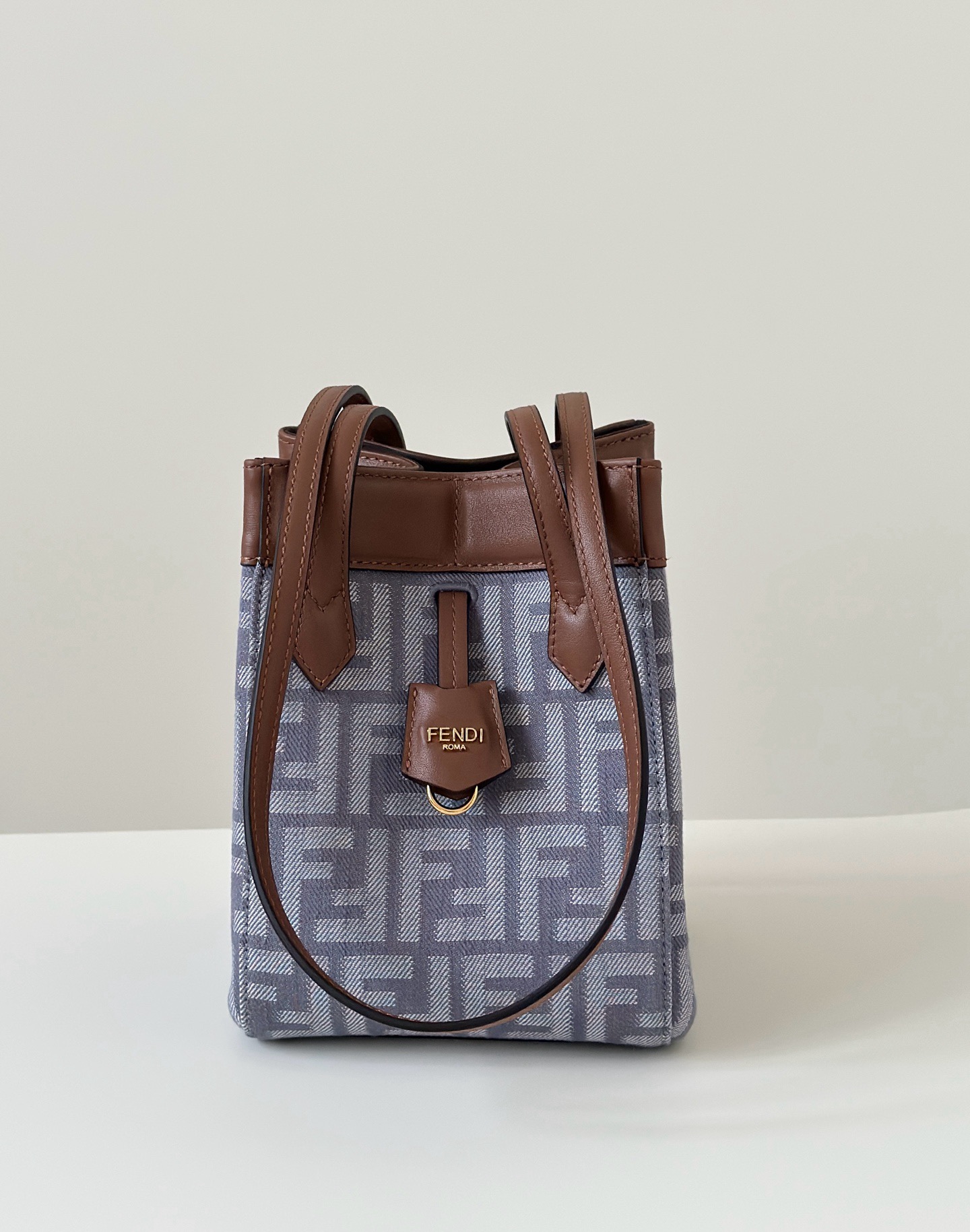 Fendi Origami mini tote grey FF monogram jacquard fabric