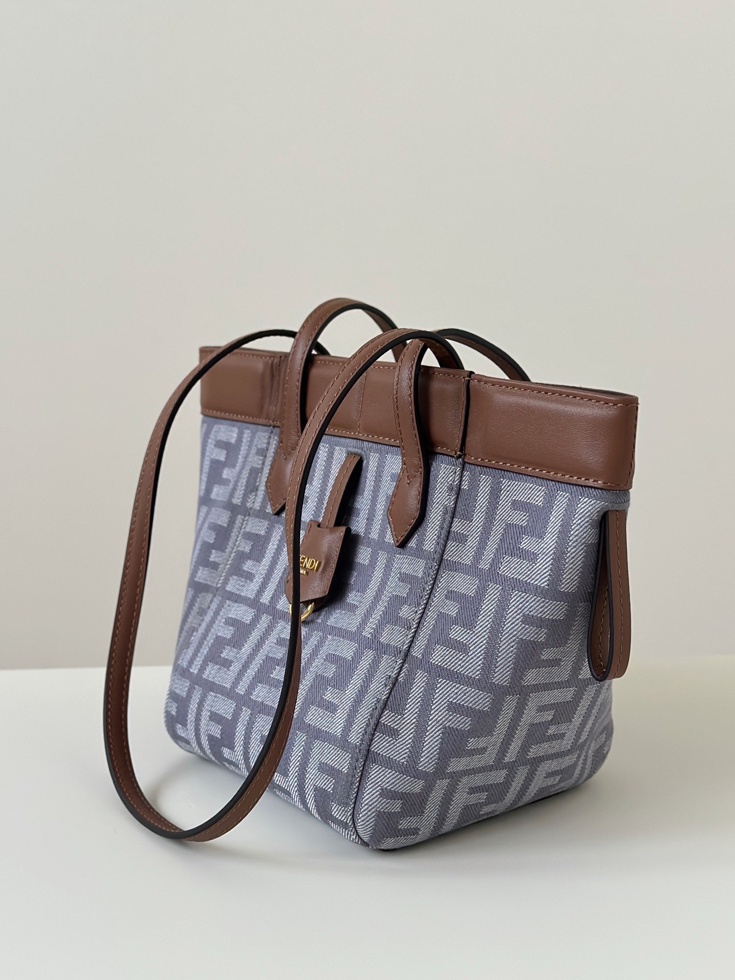 Fendi Origami mini tote grey FF monogram jacquard fabric