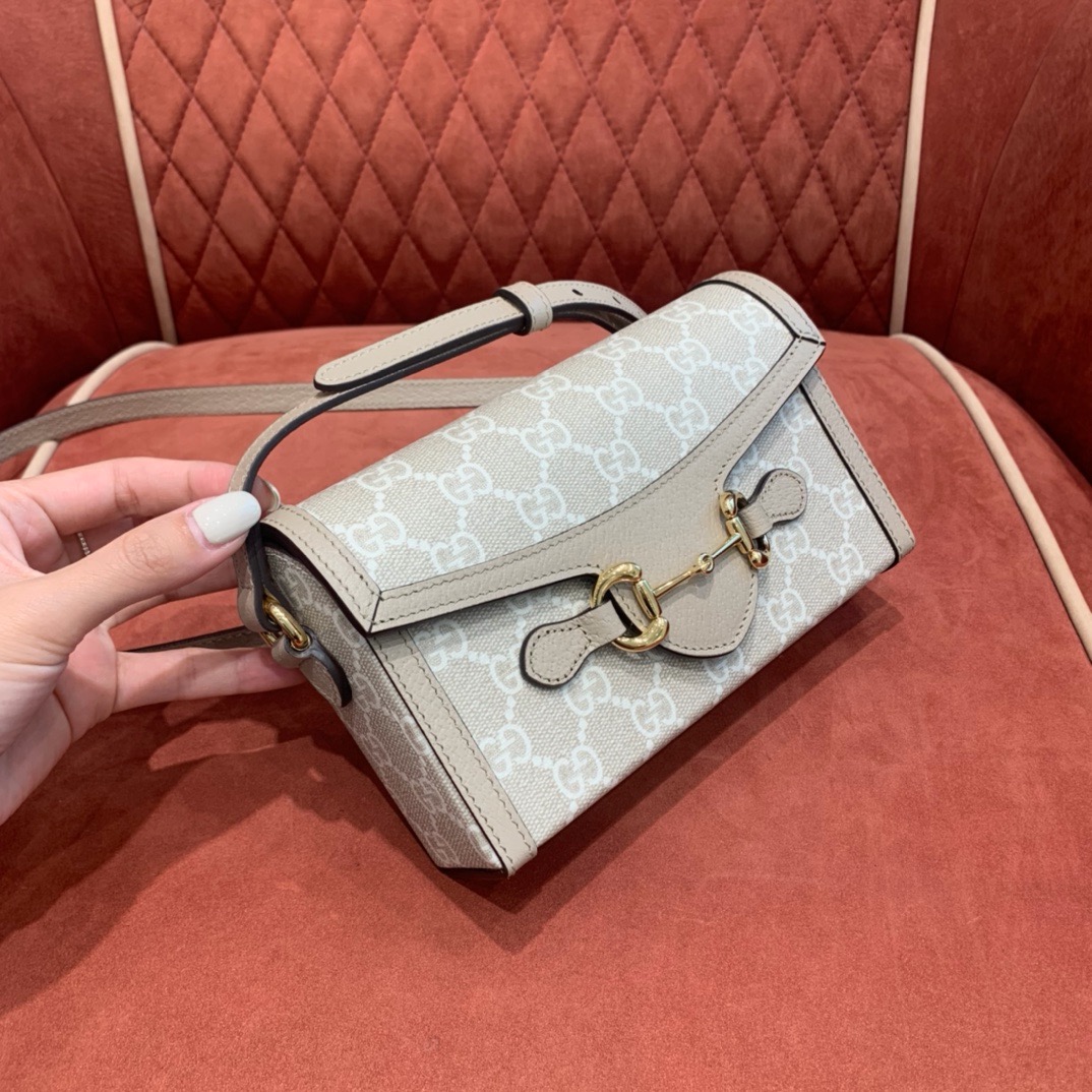 Gucci Horsebit 1955 mini bag beige GG monogram canvas
