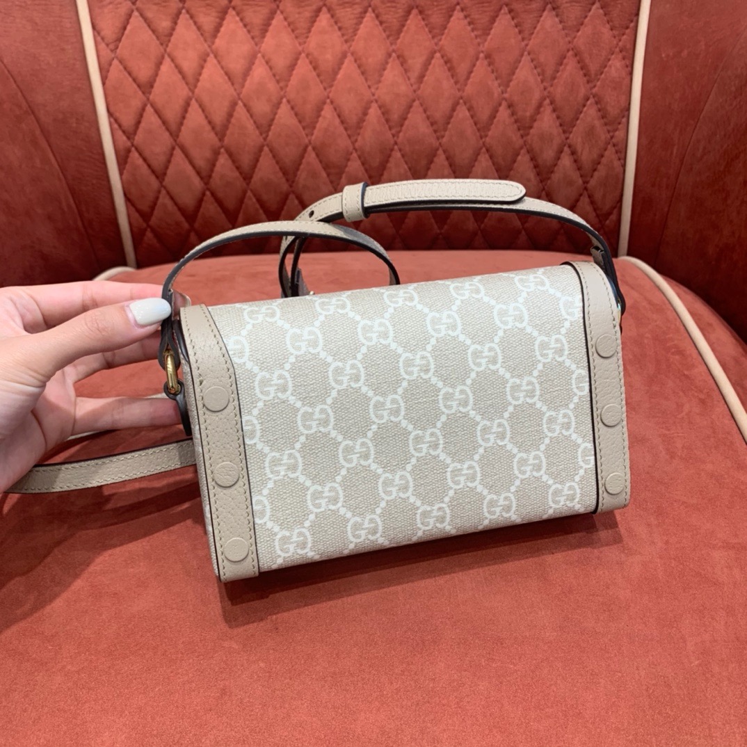 Gucci Horsebit 1955 mini bag beige GG monogram canvas