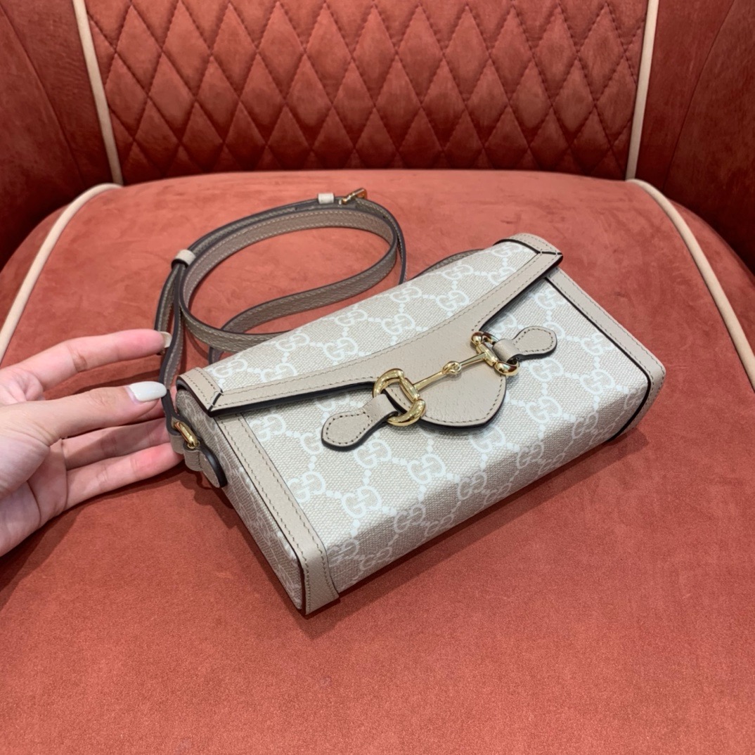 Gucci Horsebit 1955 mini bag beige GG monogram canvas