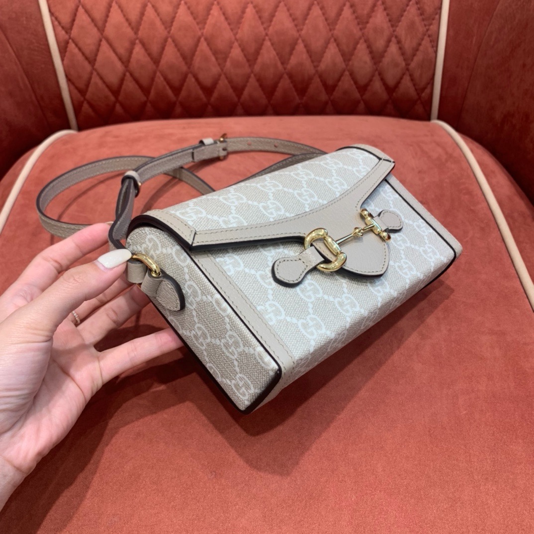 Gucci Horsebit 1955 mini bag beige GG monogram canvas