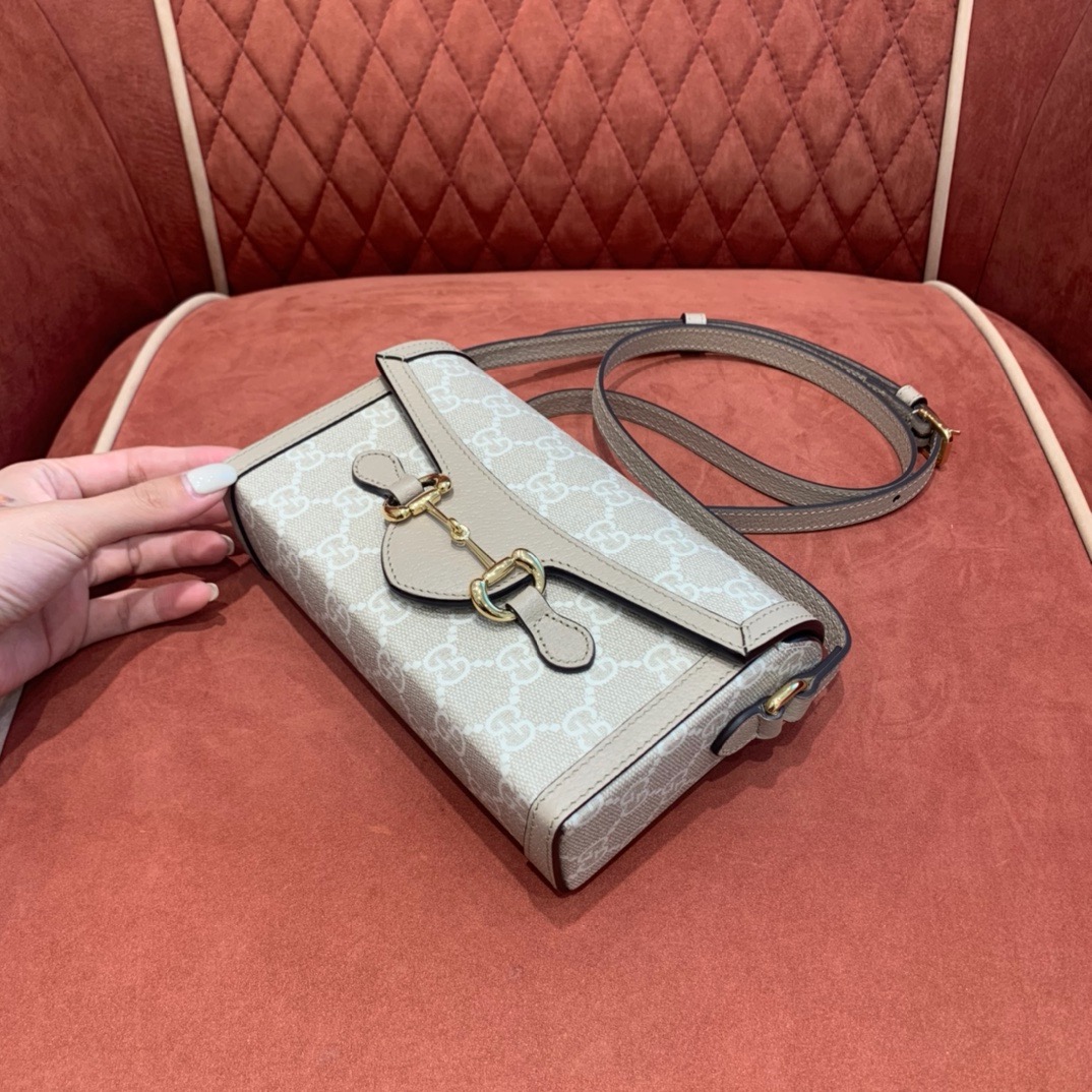 Gucci Horsebit 1955 mini bag beige GG monogram canvas