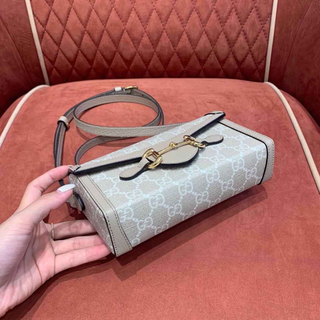Gucci Horsebit 1955 mini bag beige GG monogram canvas