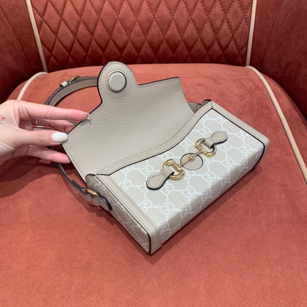 Gucci Horsebit 1955 mini bag beige GG monogram canvas