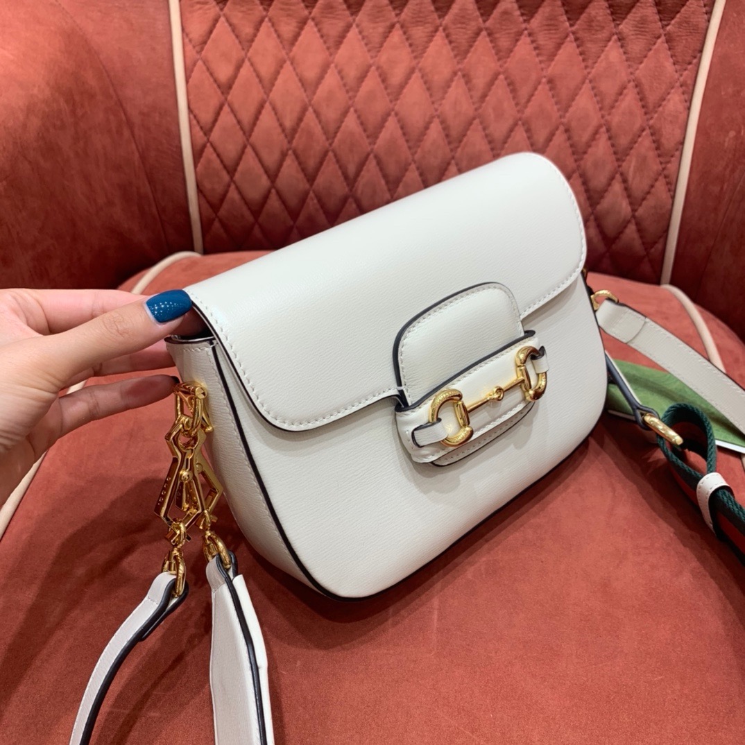 Gucci Horsebit 1955 shoulder bag white cow leather