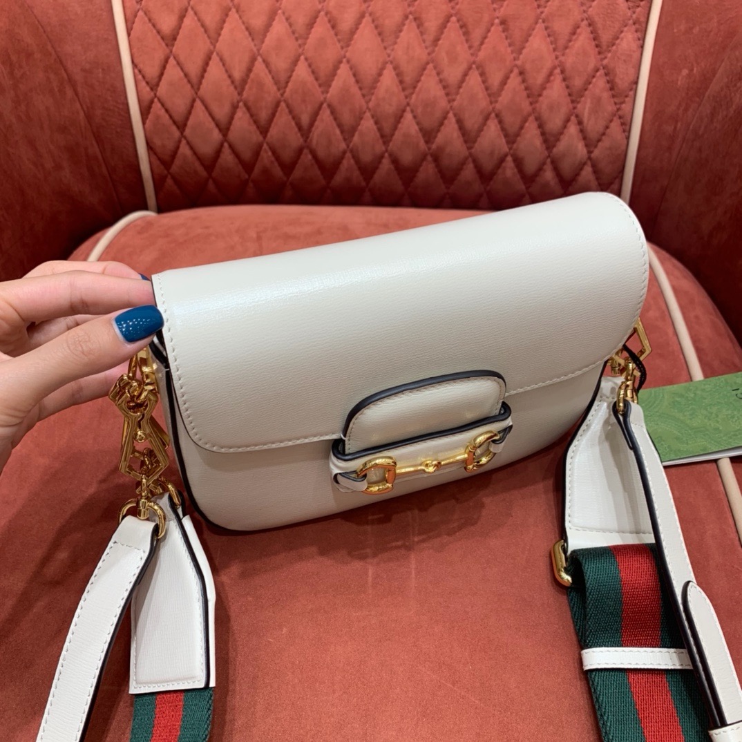 Gucci Horsebit 1955 shoulder bag white cow leather