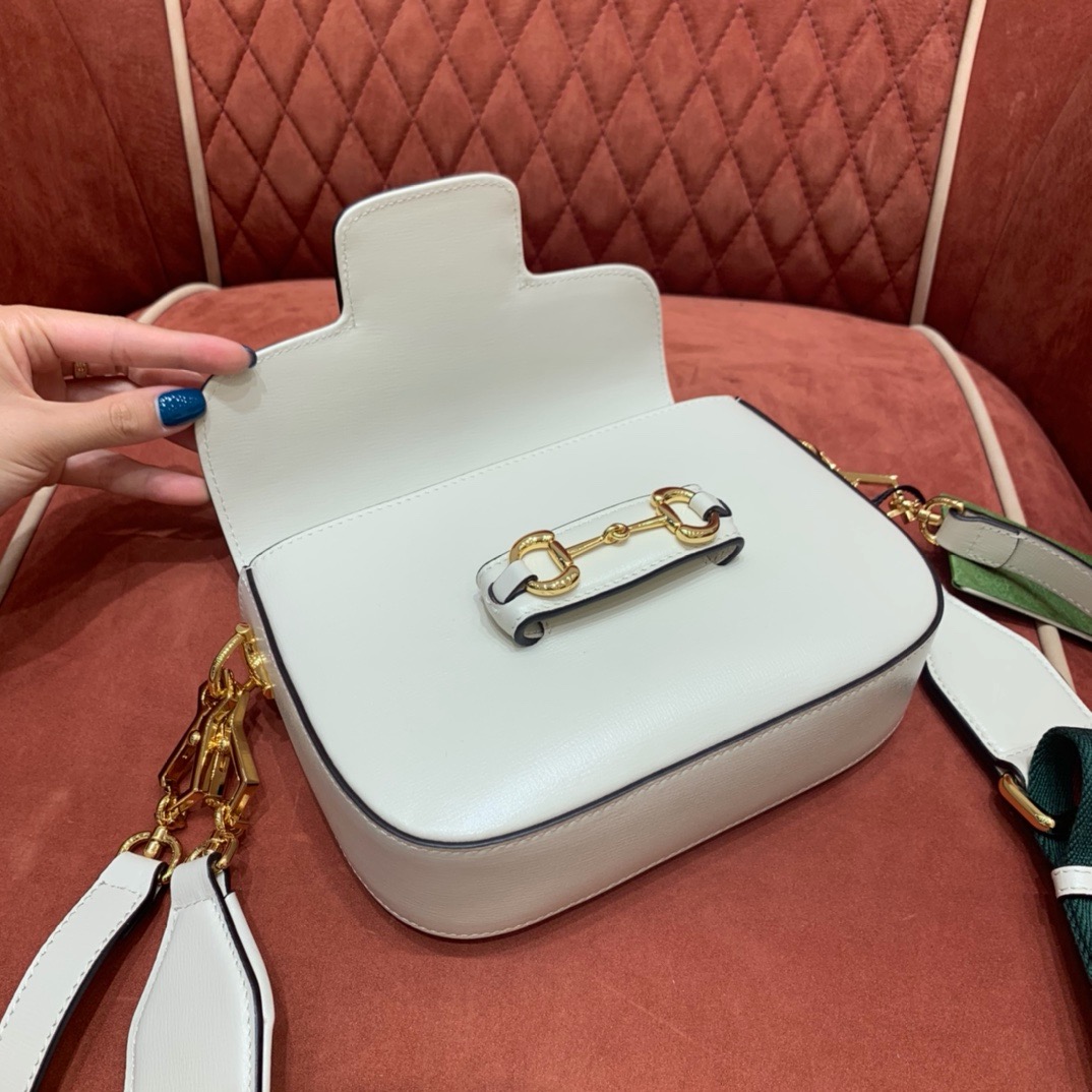 Gucci Horsebit 1955 shoulder bag white cow leather