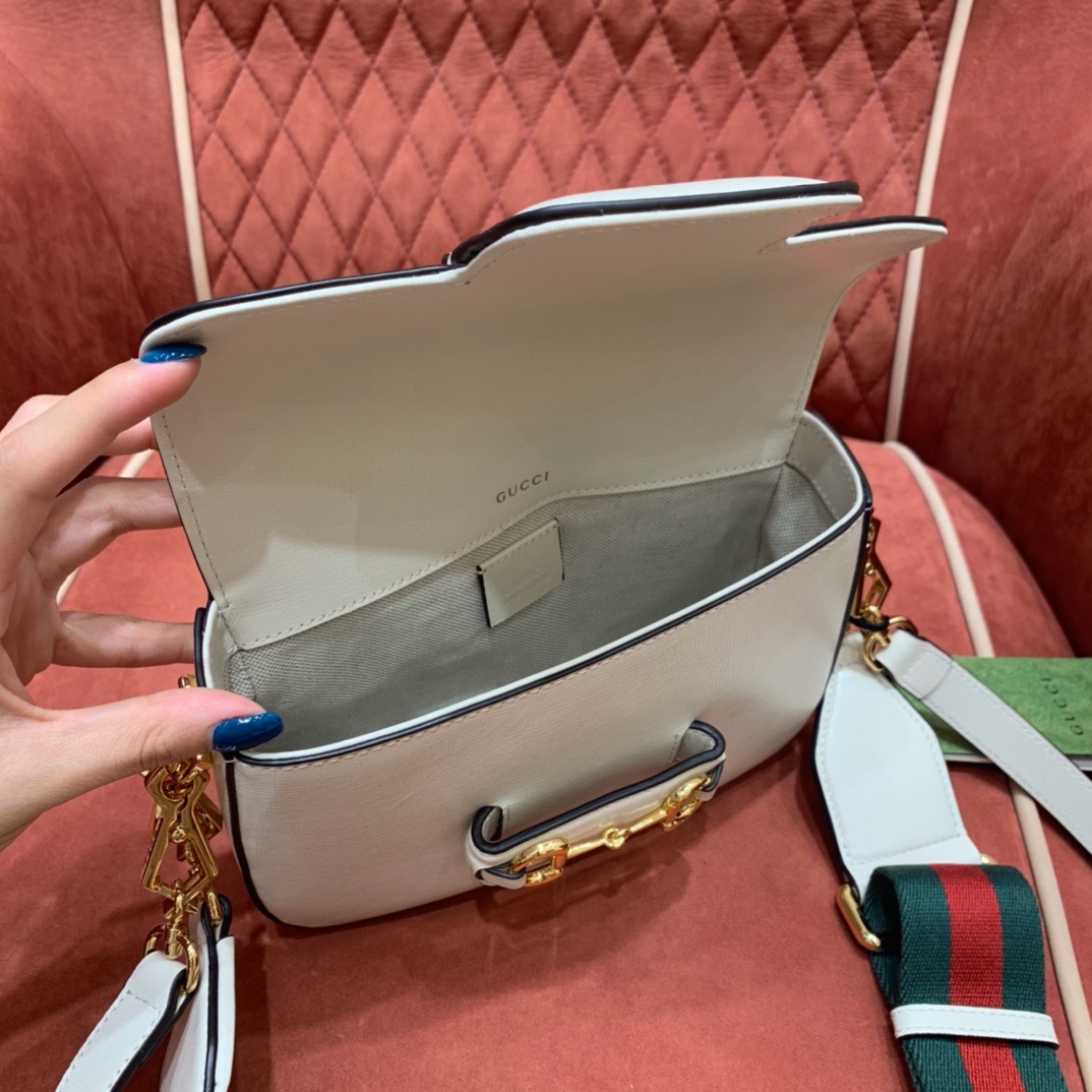 Gucci Horsebit 1955 shoulder bag white cow leather