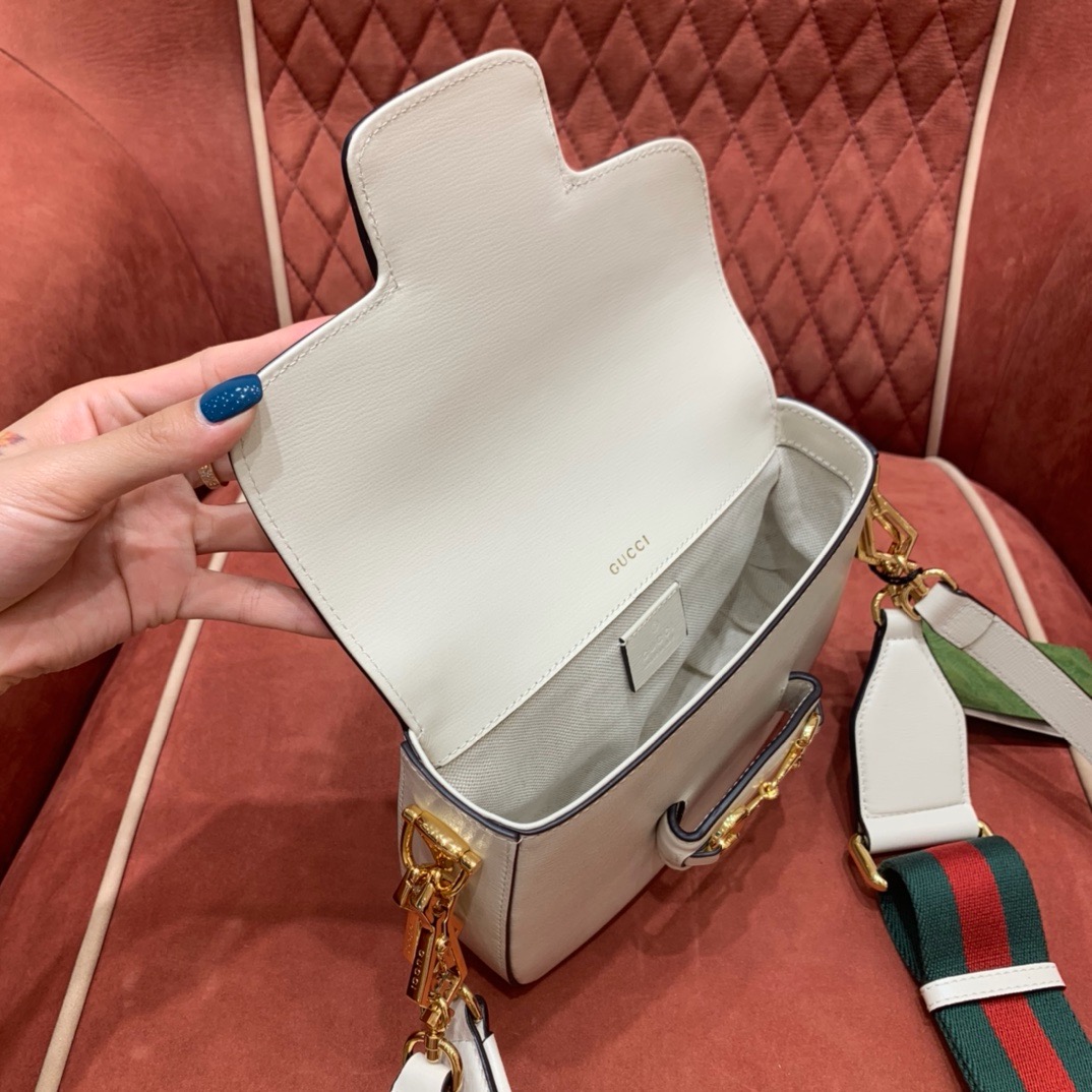 Gucci Horsebit 1955 shoulder bag white cow leather