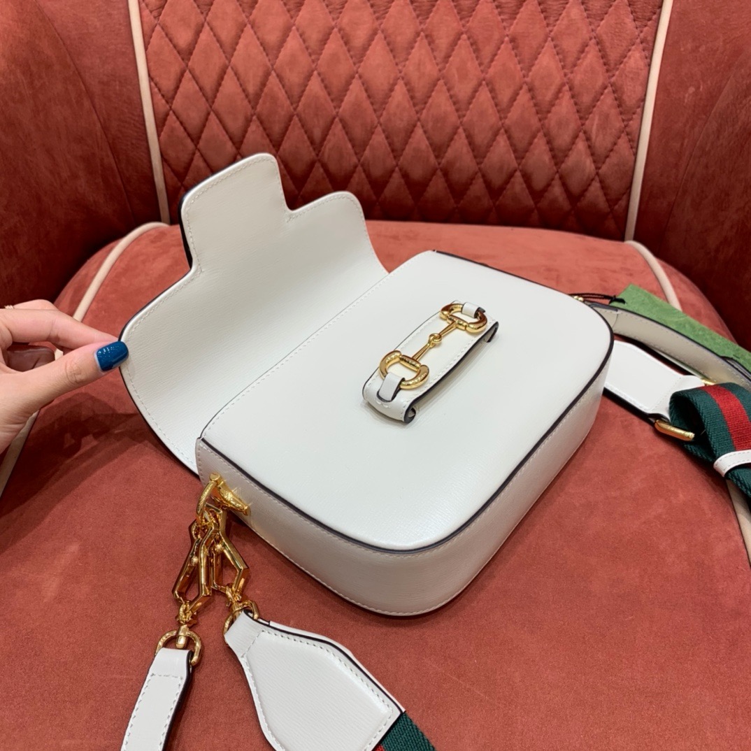 Gucci Horsebit 1955 shoulder bag white cow leather