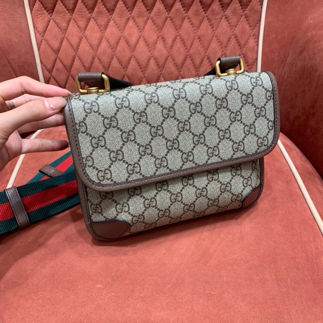 Gucci tiger head messenger bag GG monogram canvas