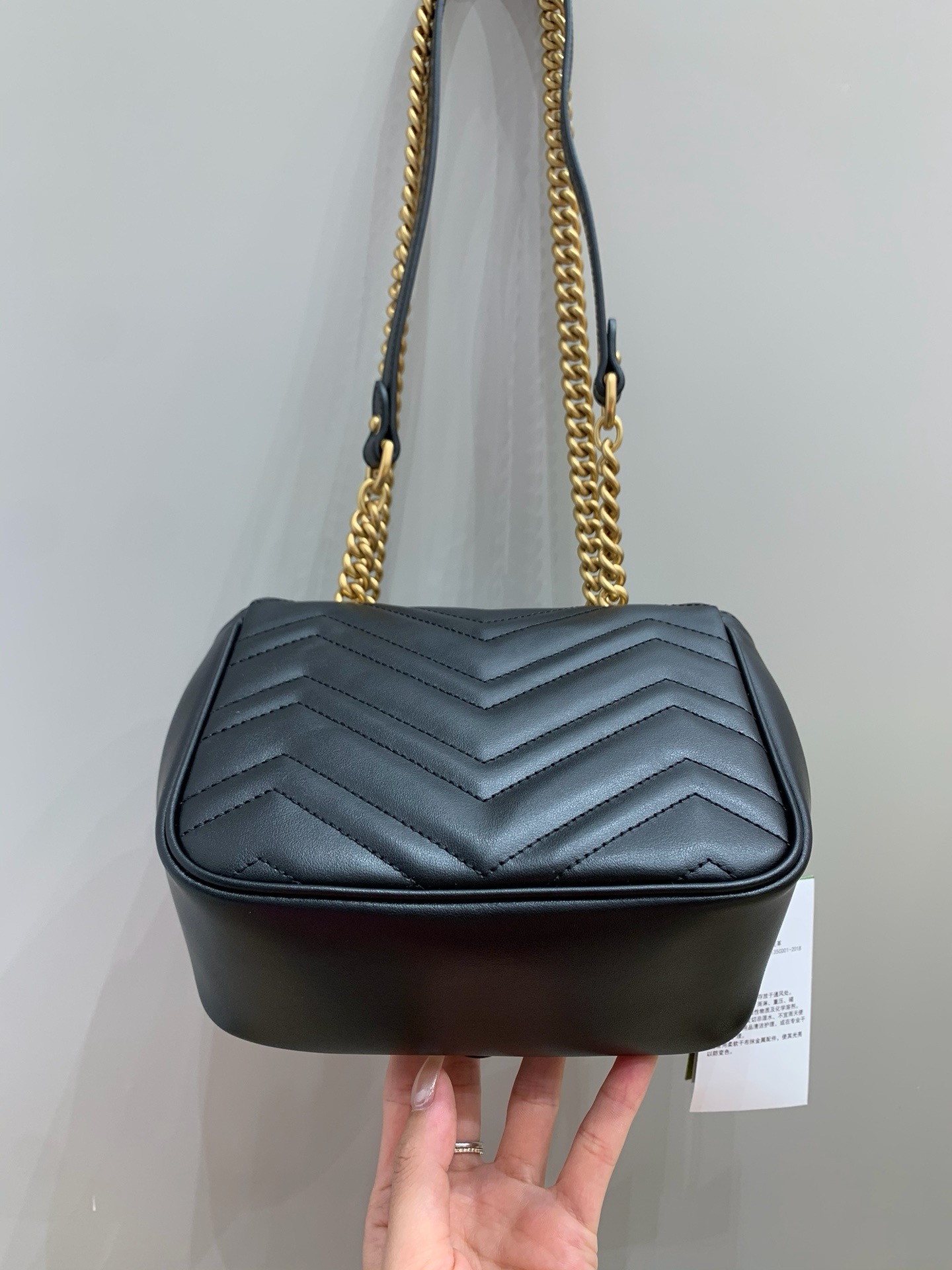 Gucci Marmont square crossbody bag black cow leather chain