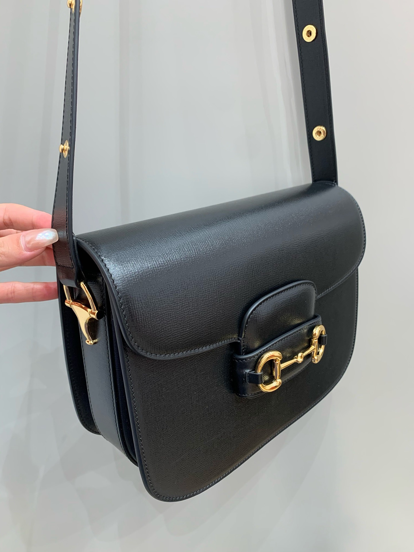 Gucci Horsebit 1955 medium bag black textured cow leather