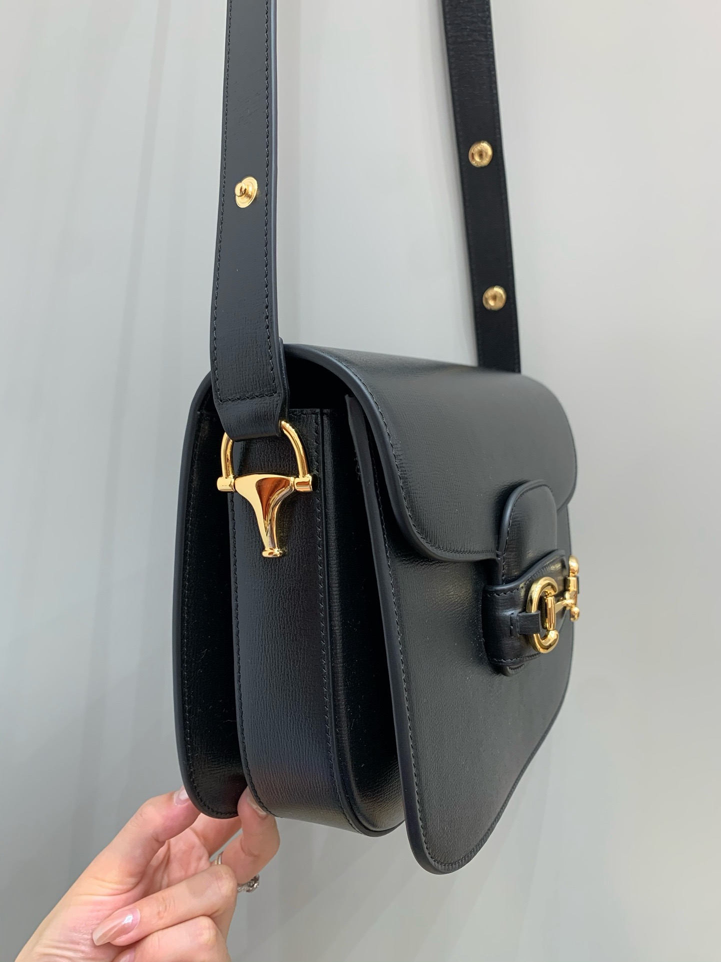 Gucci Horsebit 1955 medium bag black textured cow leather