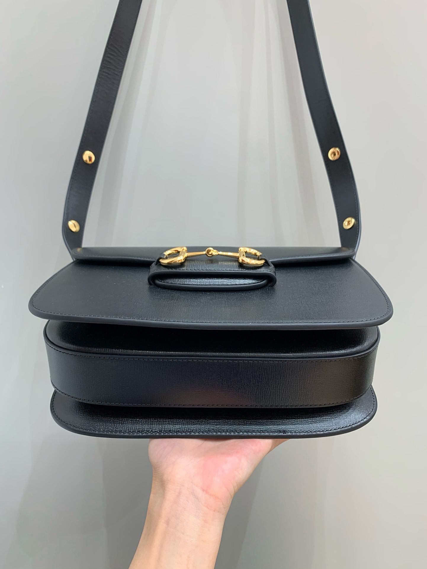 Gucci Horsebit 1955 medium bag black textured cow leather