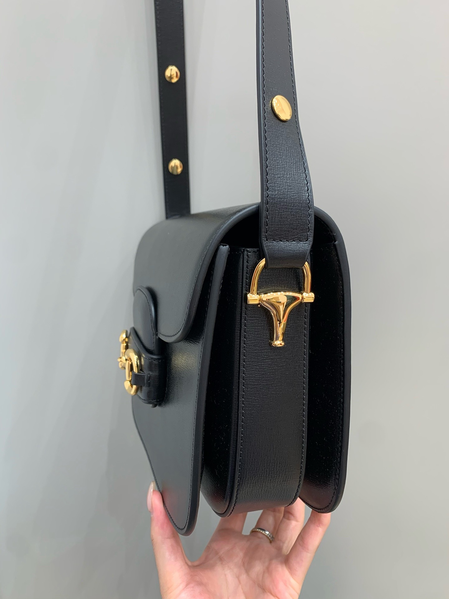 Gucci Horsebit 1955 medium bag black textured cow leather