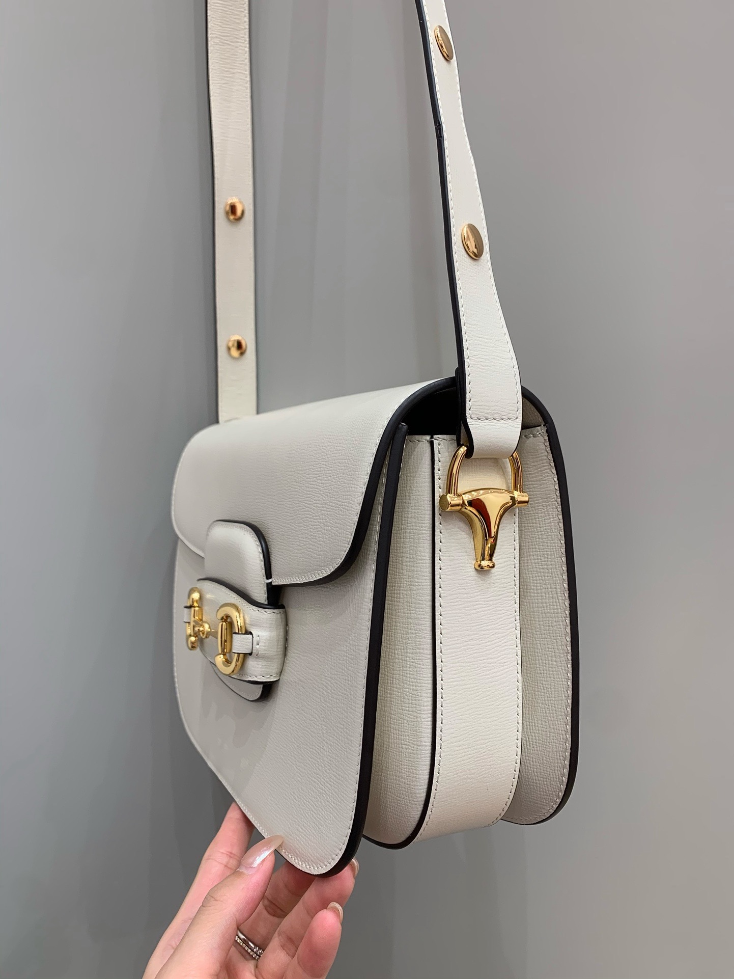 Gucci Horsebit 1955 crossbody bag white cow leather