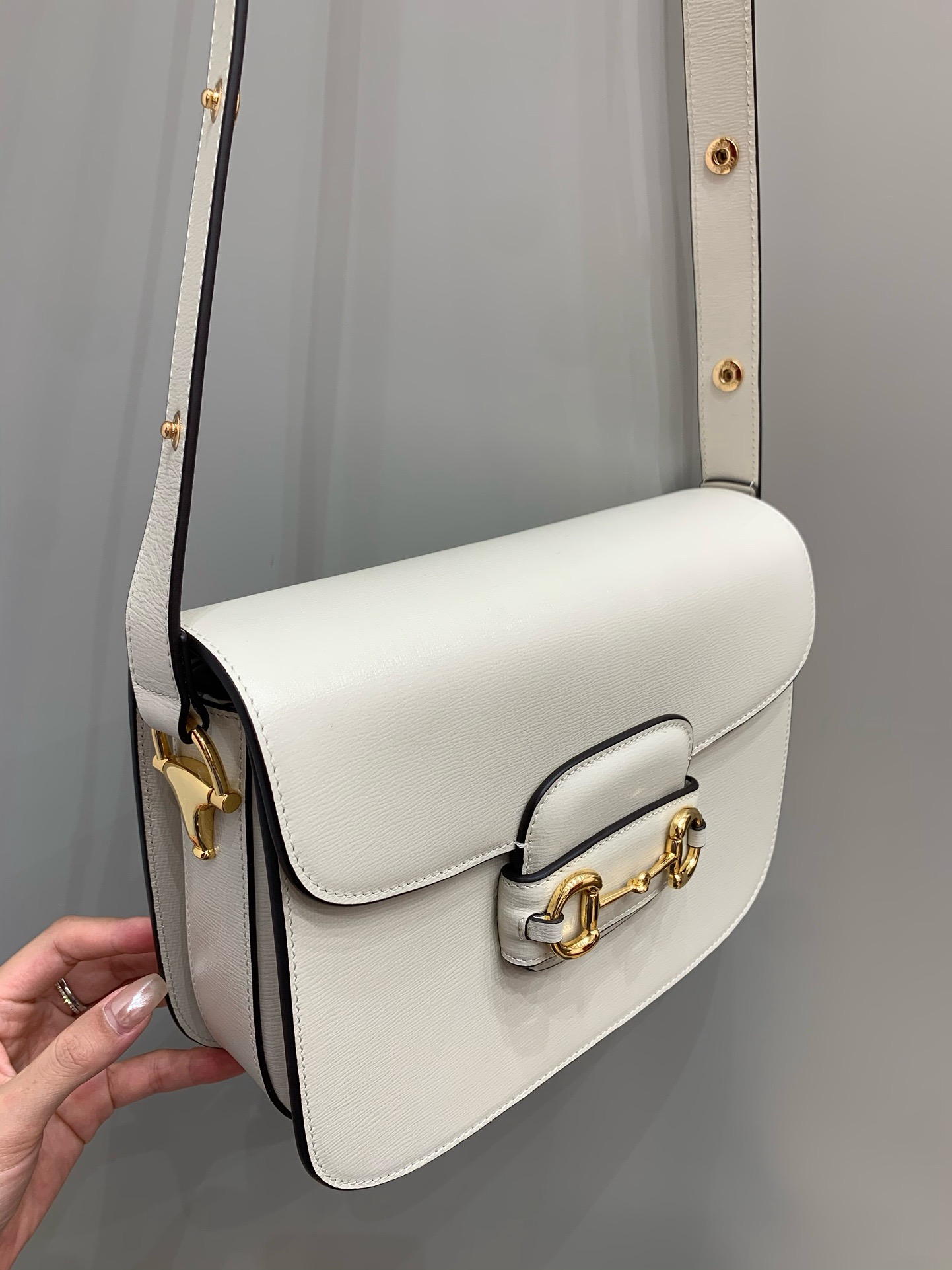 Gucci Horsebit 1955 crossbody bag white cow leather