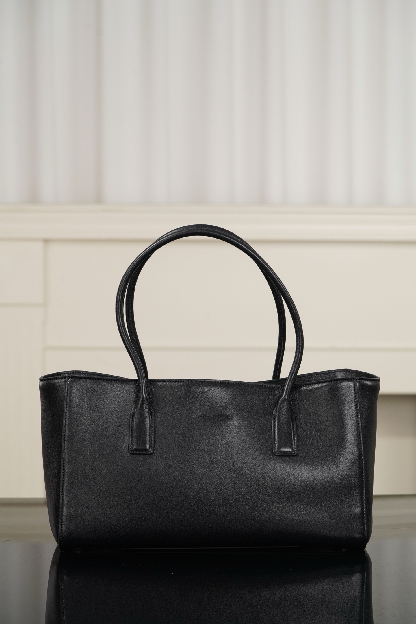Chanel Black Gold Calfskin Cerf Tote Handbag