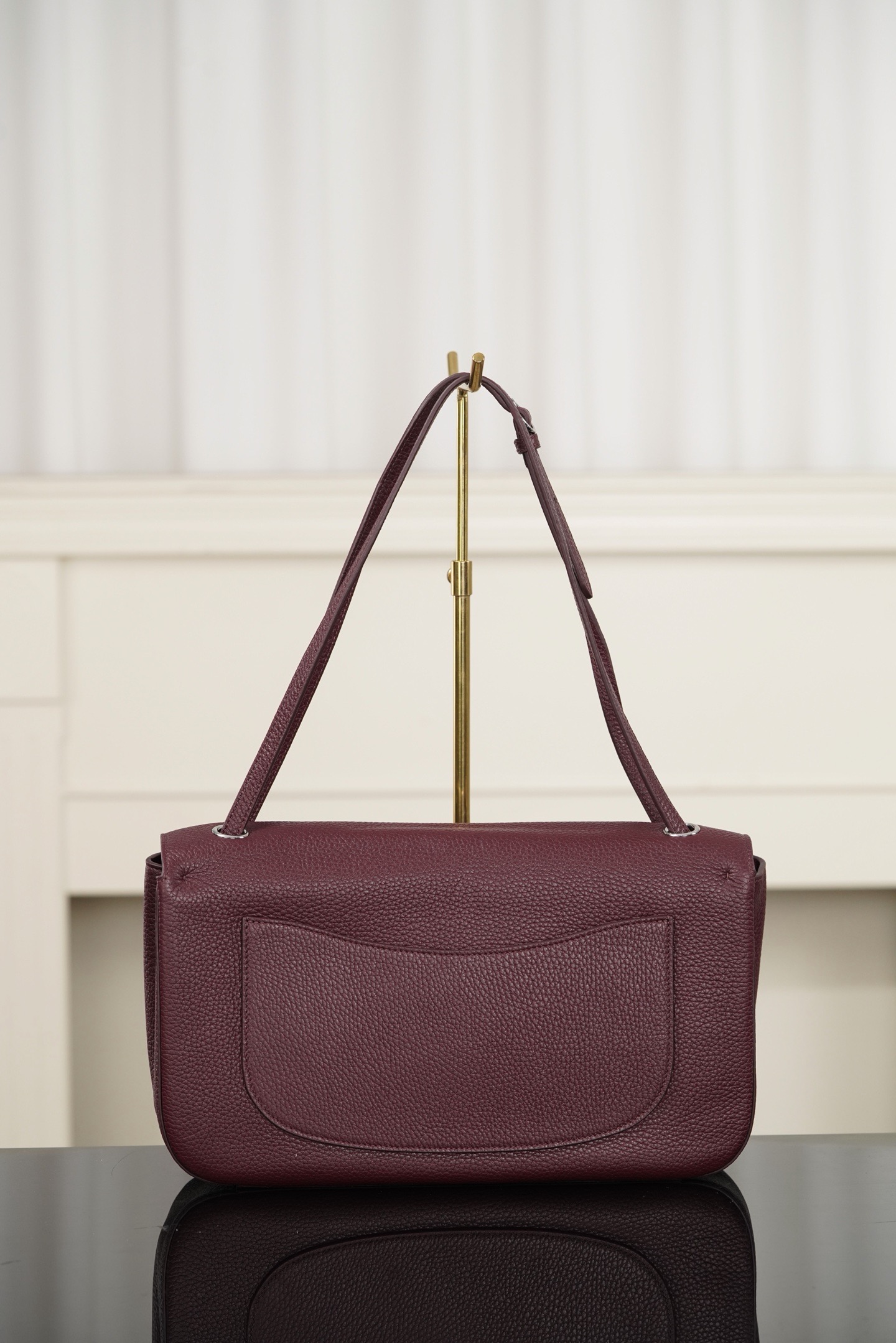 Chanel Burgundy Pebbled Calfskin CF Shoulder Flap Bag
