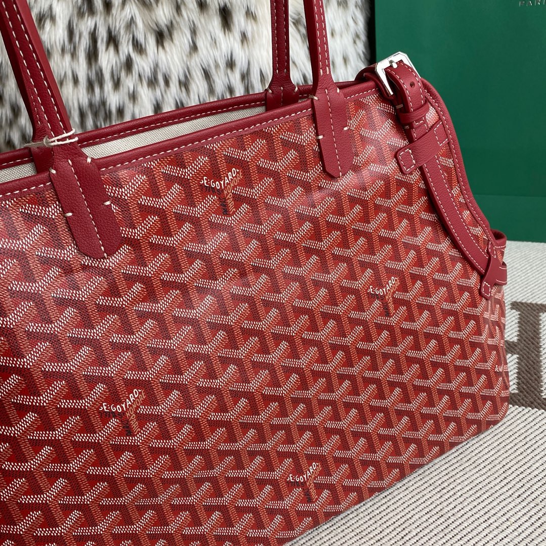 Goyard Chien Gris Burgundy Canvas Calfskin Pet Tote Bag