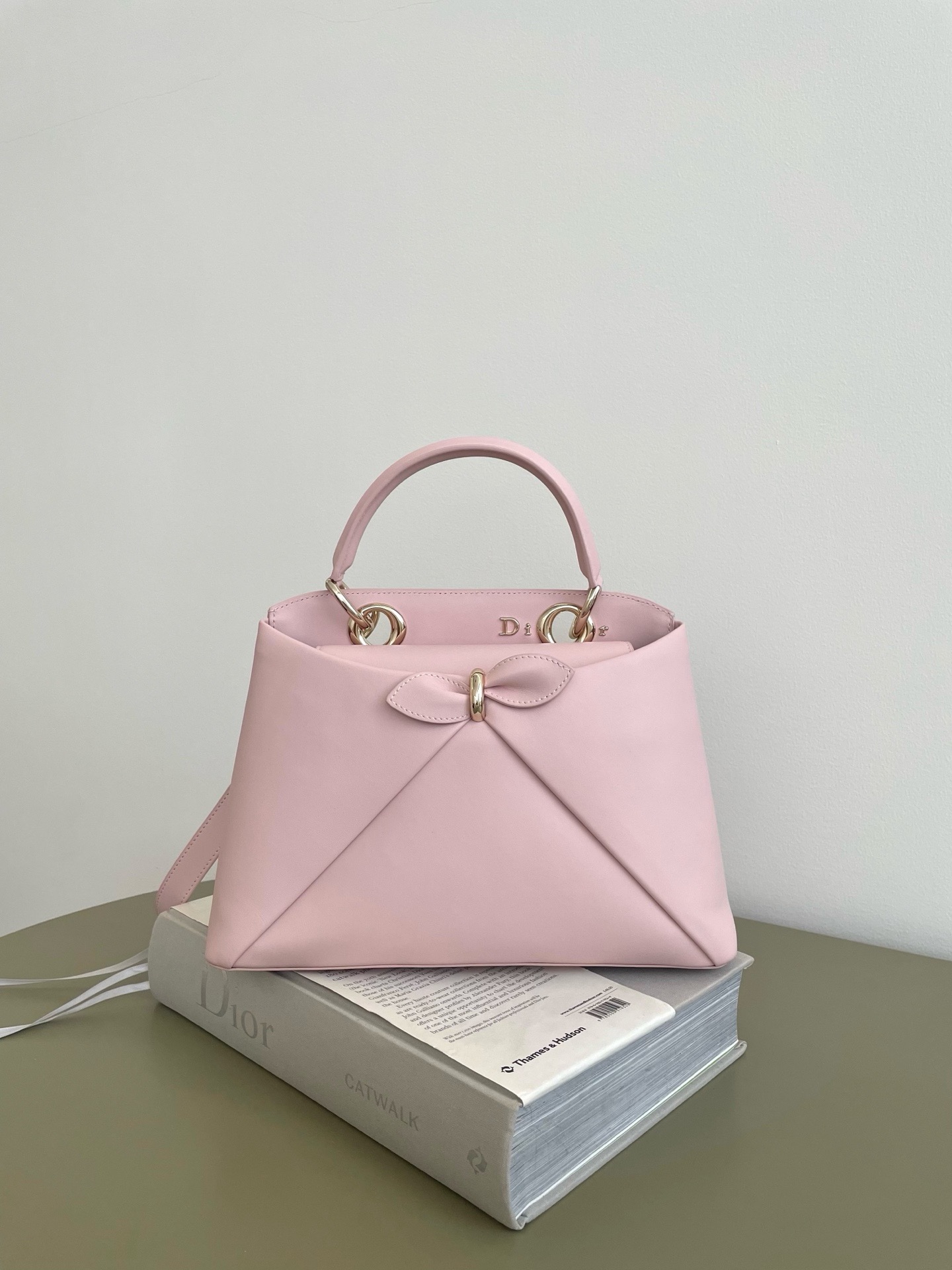 Dior Cigale Pink Calfskin Origami Bow Handbag