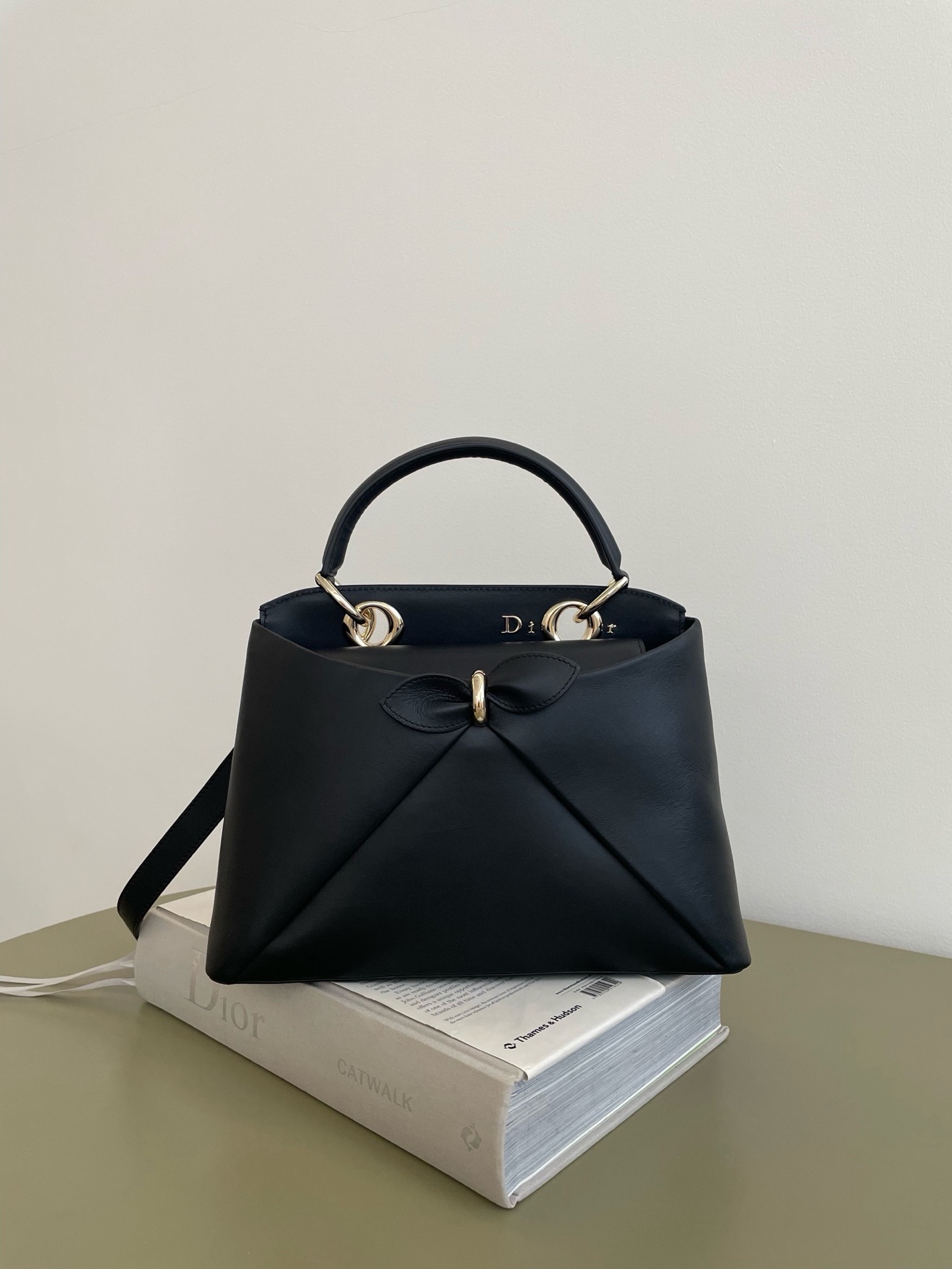 Dior Cigale Black Calfskin Bow Handbag