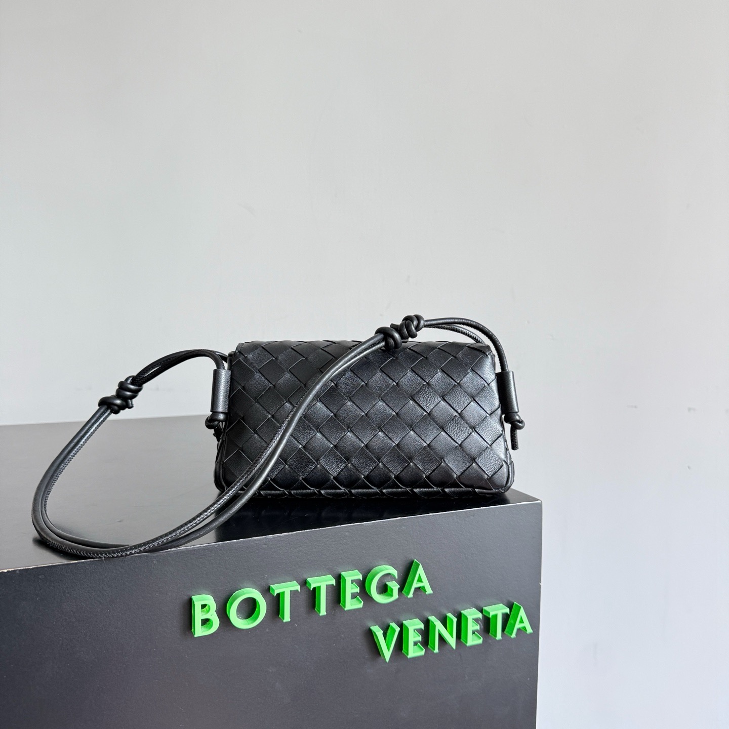 Bottega Veneta Black Notturno woven shoulder bag