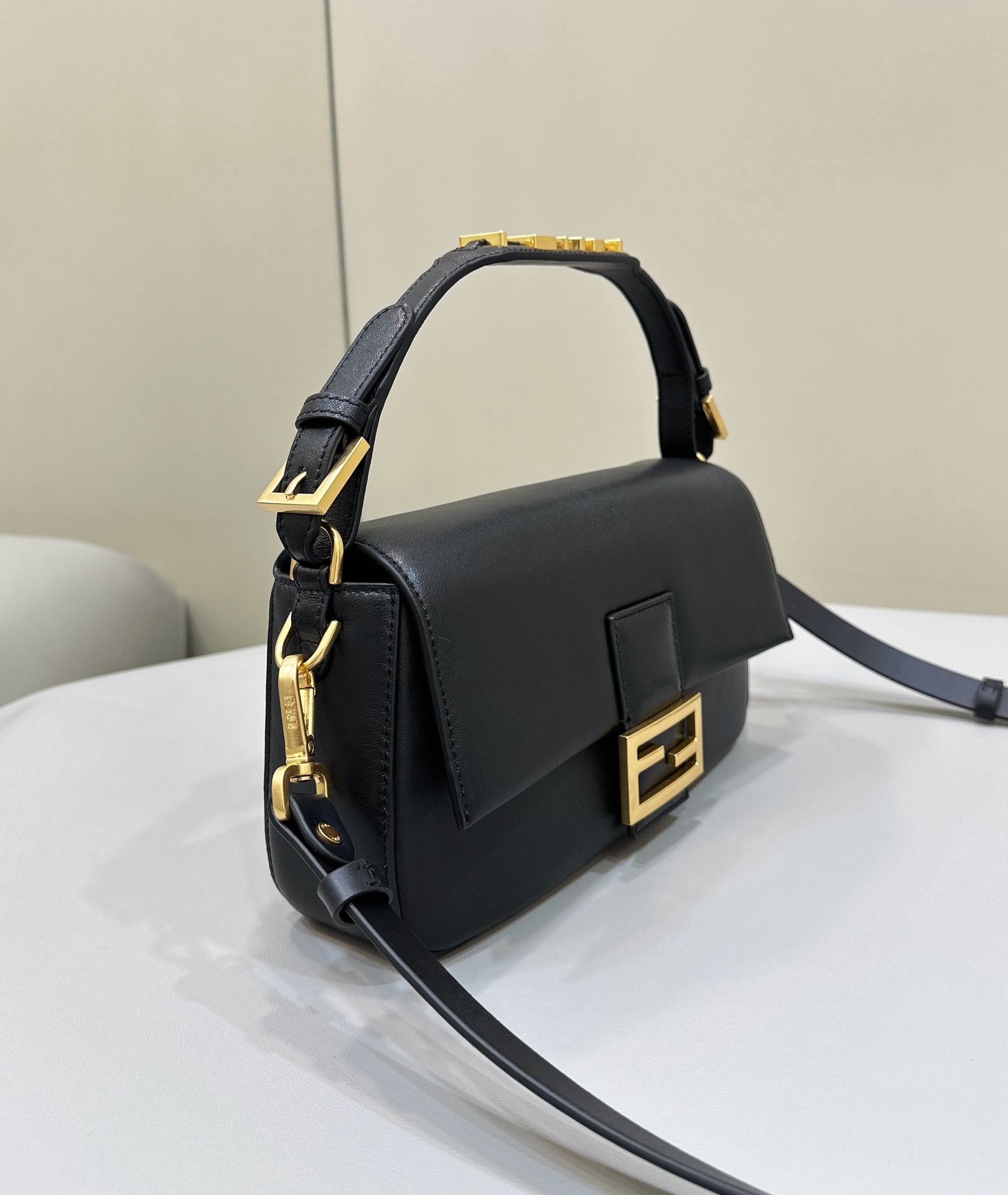 Fendi black cowhide leather Baguette bag
