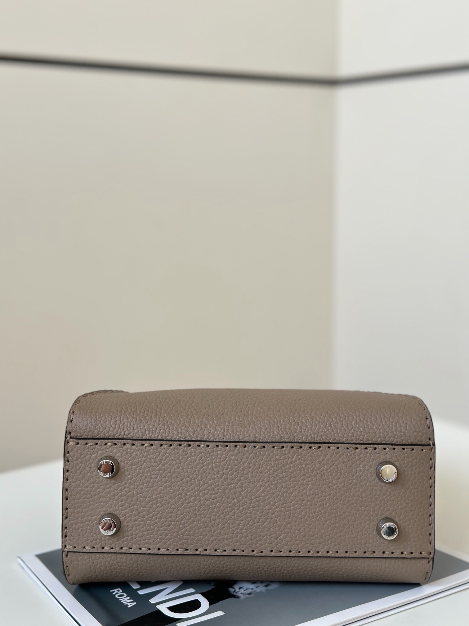 Fendi dove grey cowhide leather Peekaboo bag