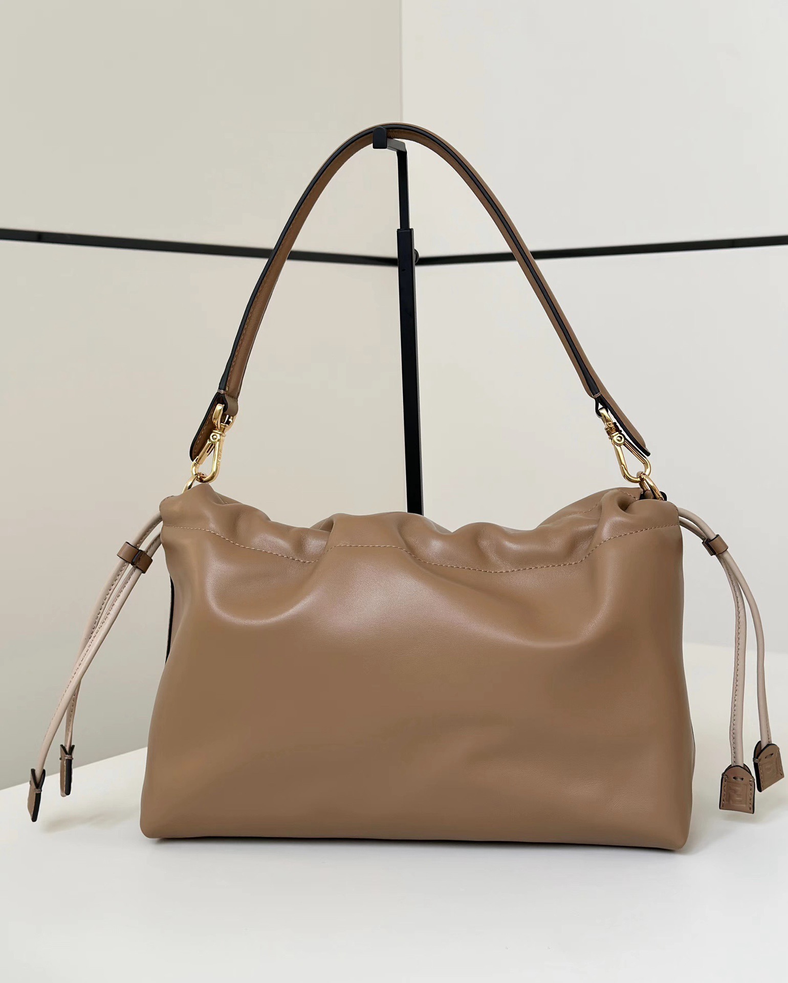 Fendi milk‑tea color lambskin Mamma Baguette Soft large shoulder bag
