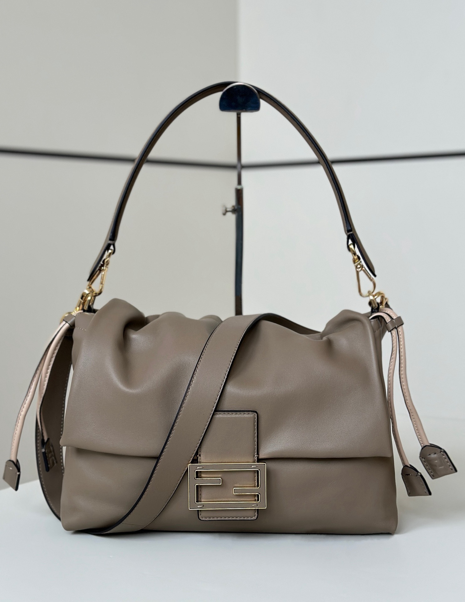 Light gray Fendi Baguette Soft large shoulder bag