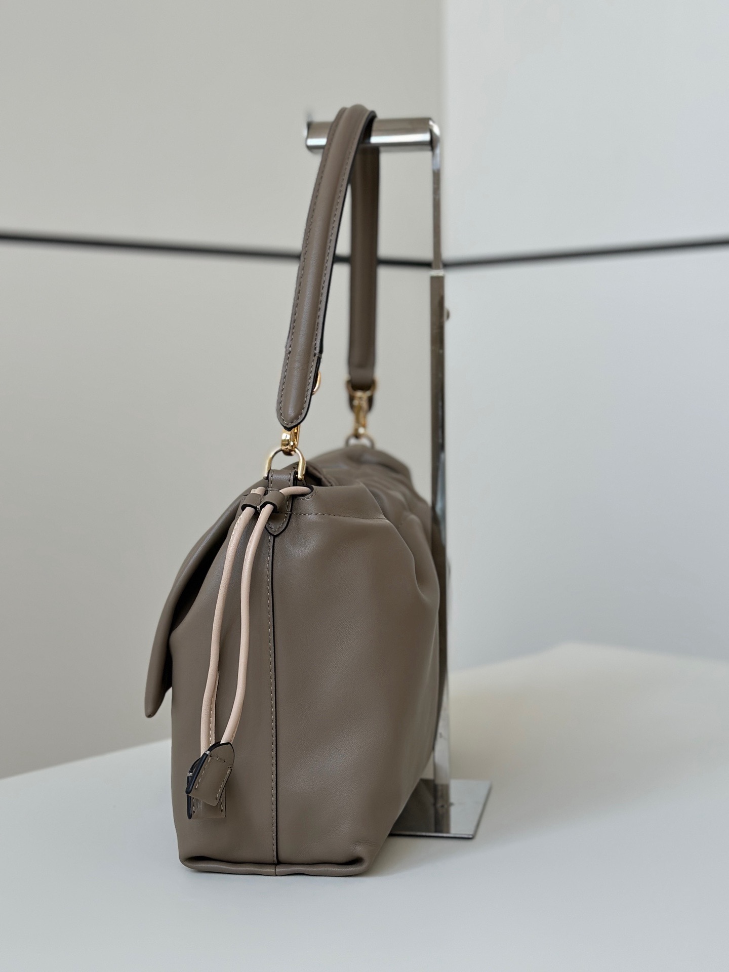 Light gray Fendi Baguette Soft large shoulder bag