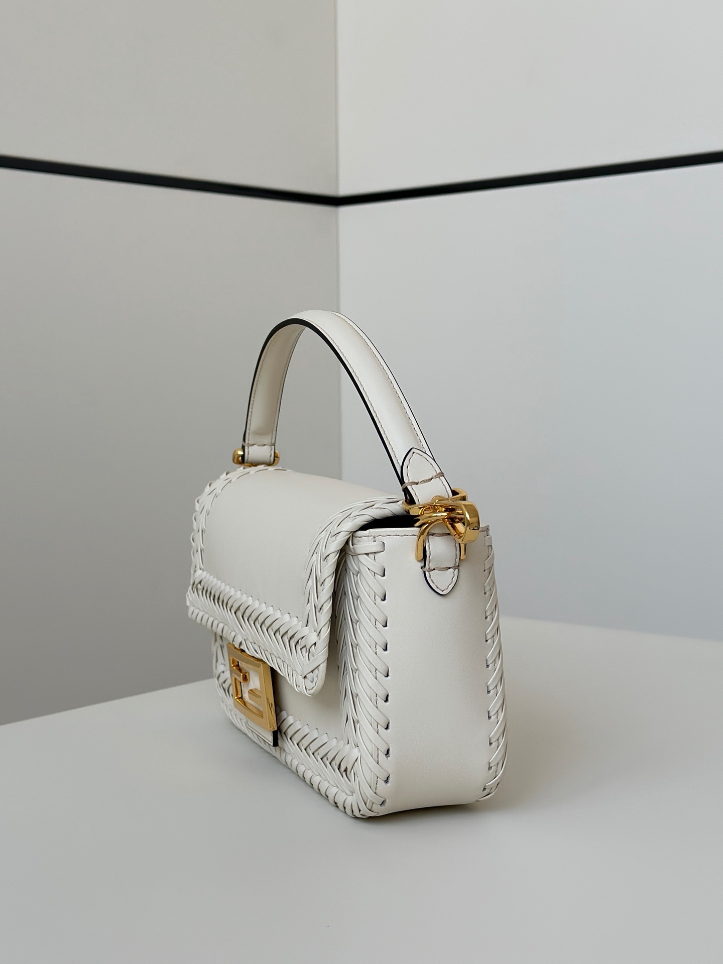 Fendi Baguette white handwoven baguette bag
