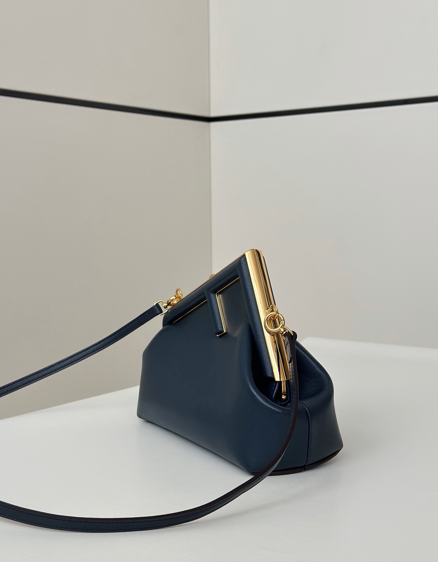 Fendi First blue lambskin frame handbag
