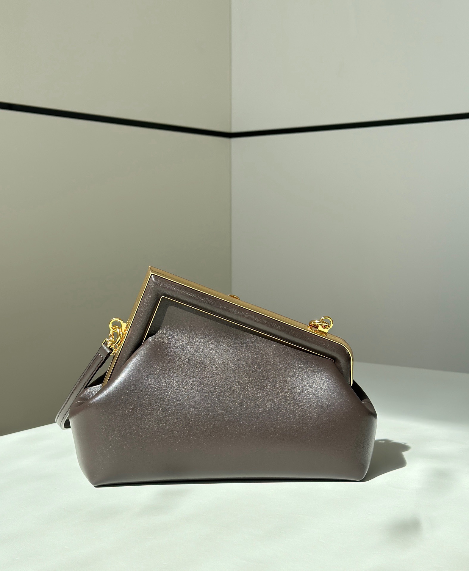 Fendi First coffee lambskin shoulder bag