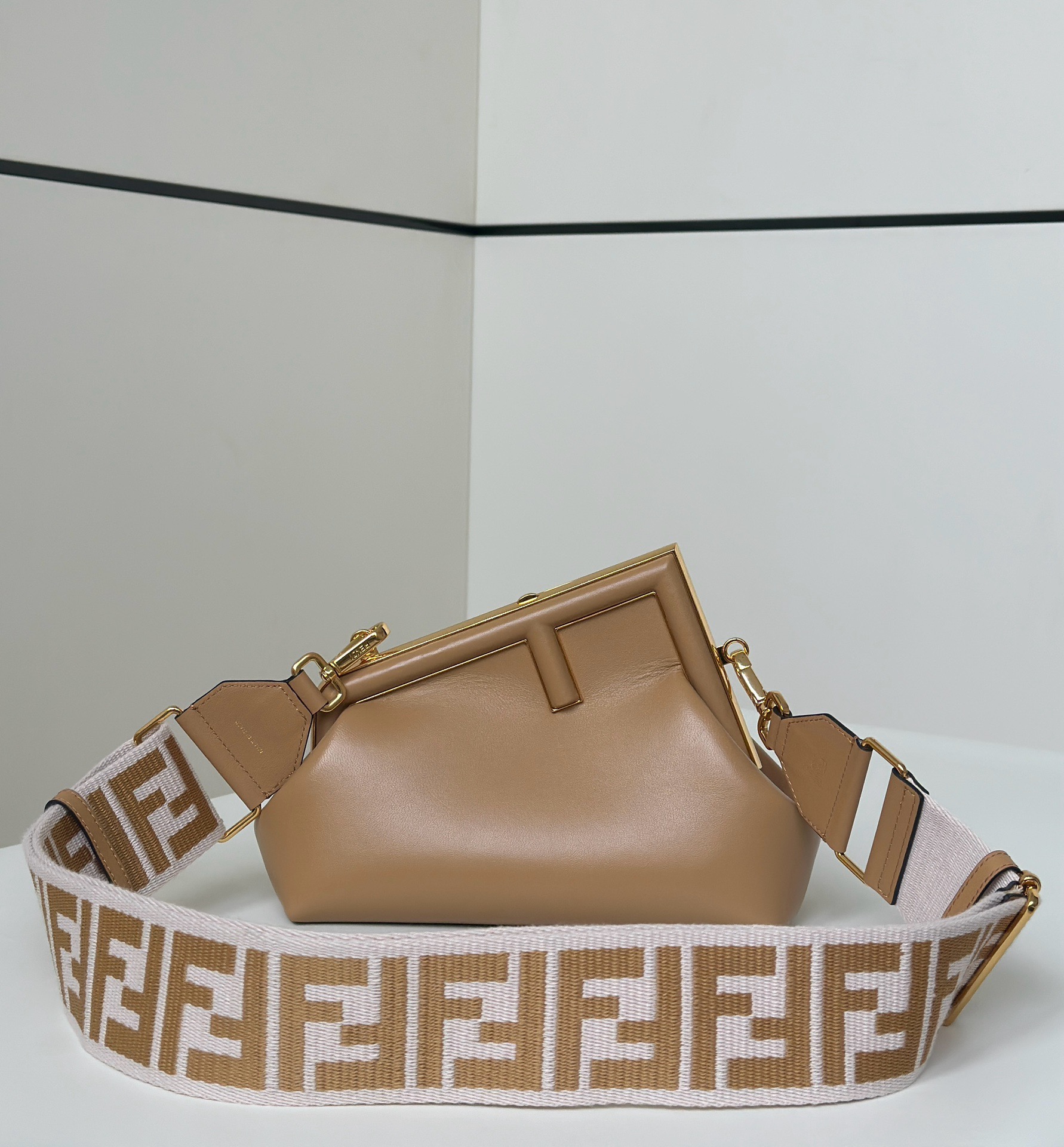 Fendi First apricot soft leather chain shoulder bag