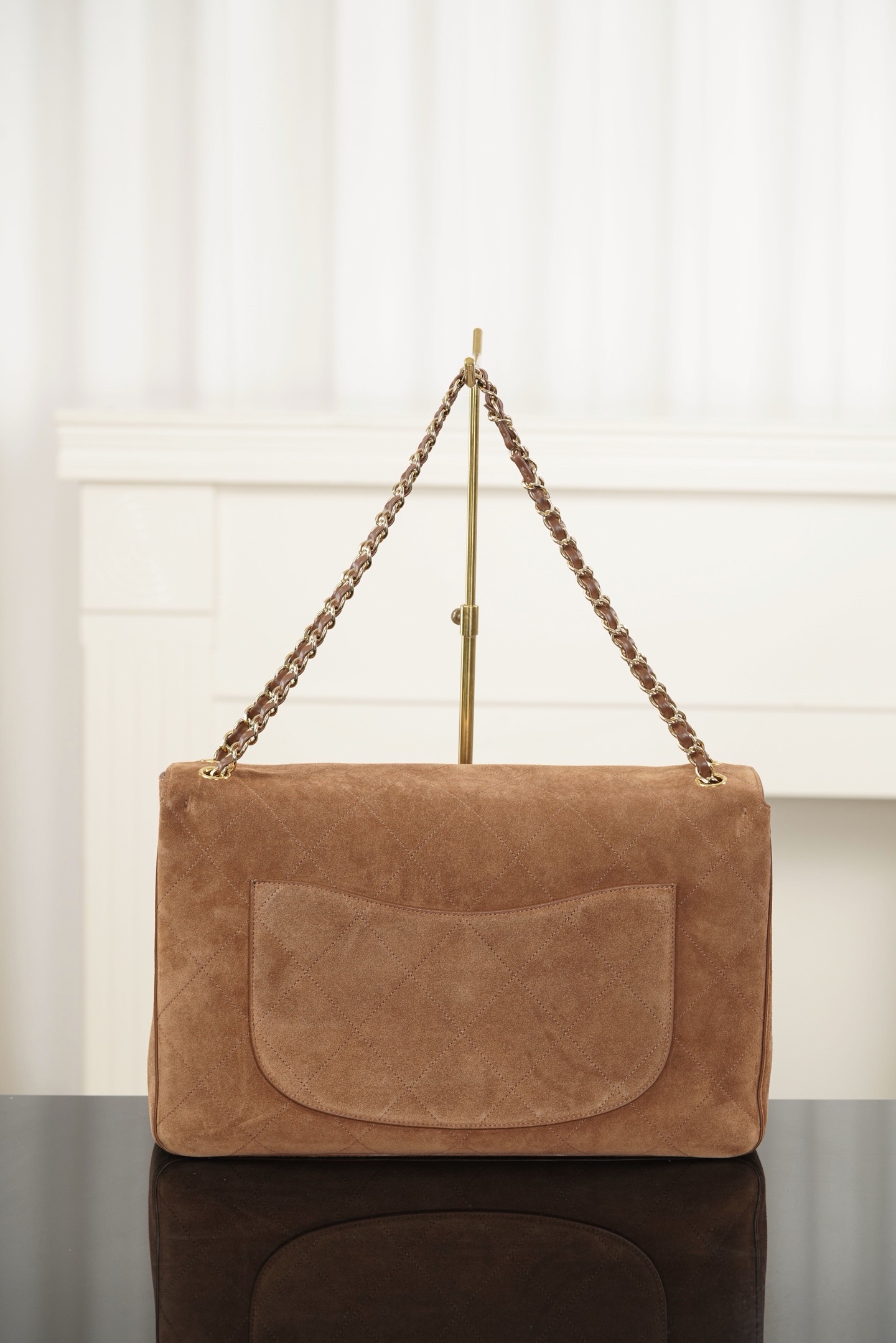 Chanel brown suede Maxi CF shoulder bag