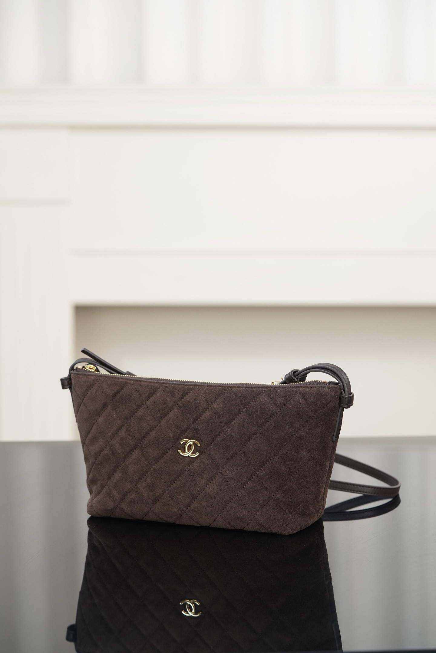 Chanel brown suede underarm bag