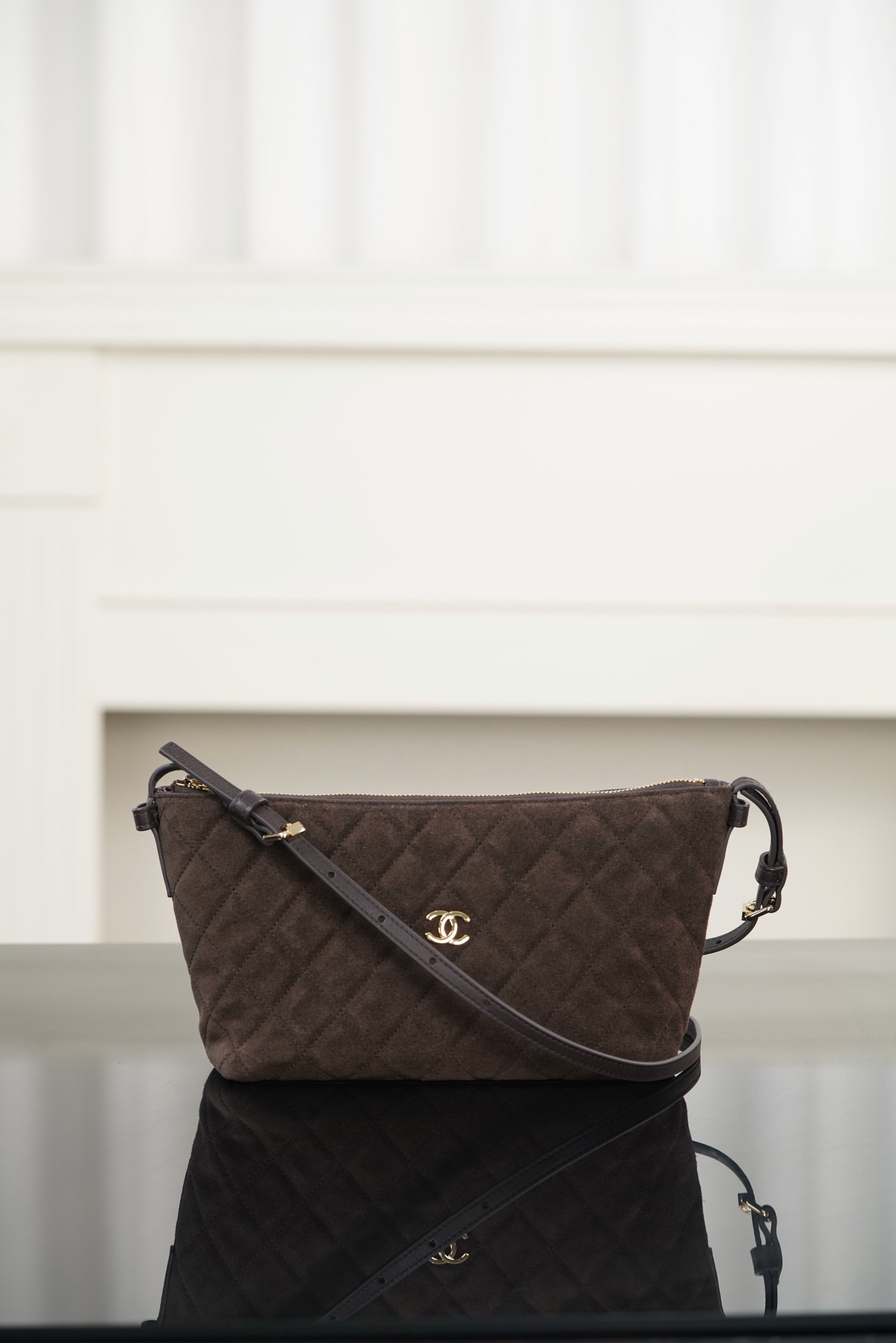 Chanel brown suede underarm bag