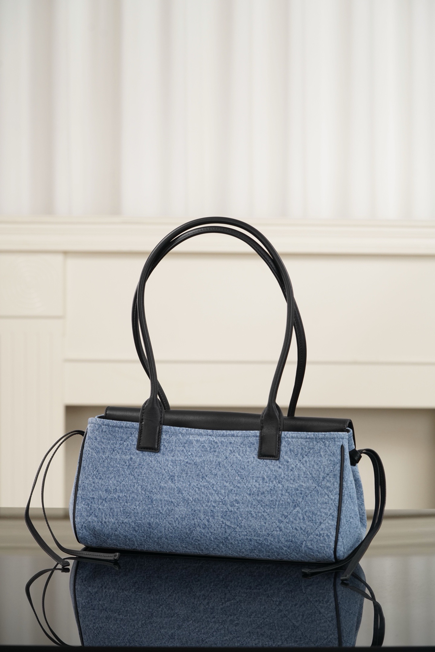 Chanel 26S small light‑blue denim mix shoulder bag