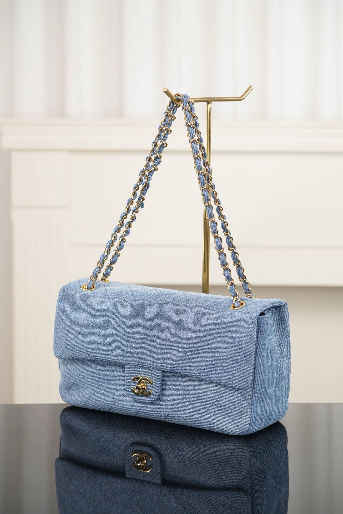 Chanel 26A large blue denim CF flap bag