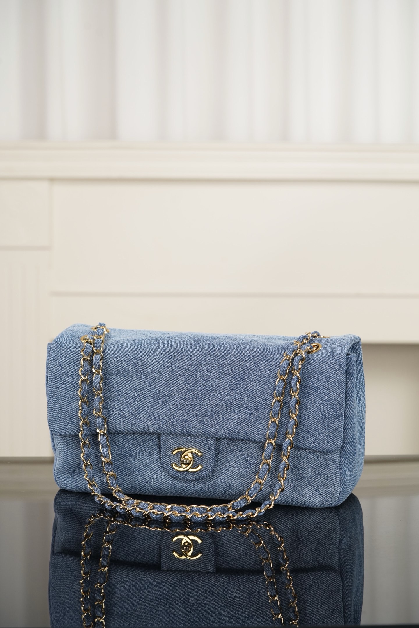 Chanel 26A large blue denim CF flap bag